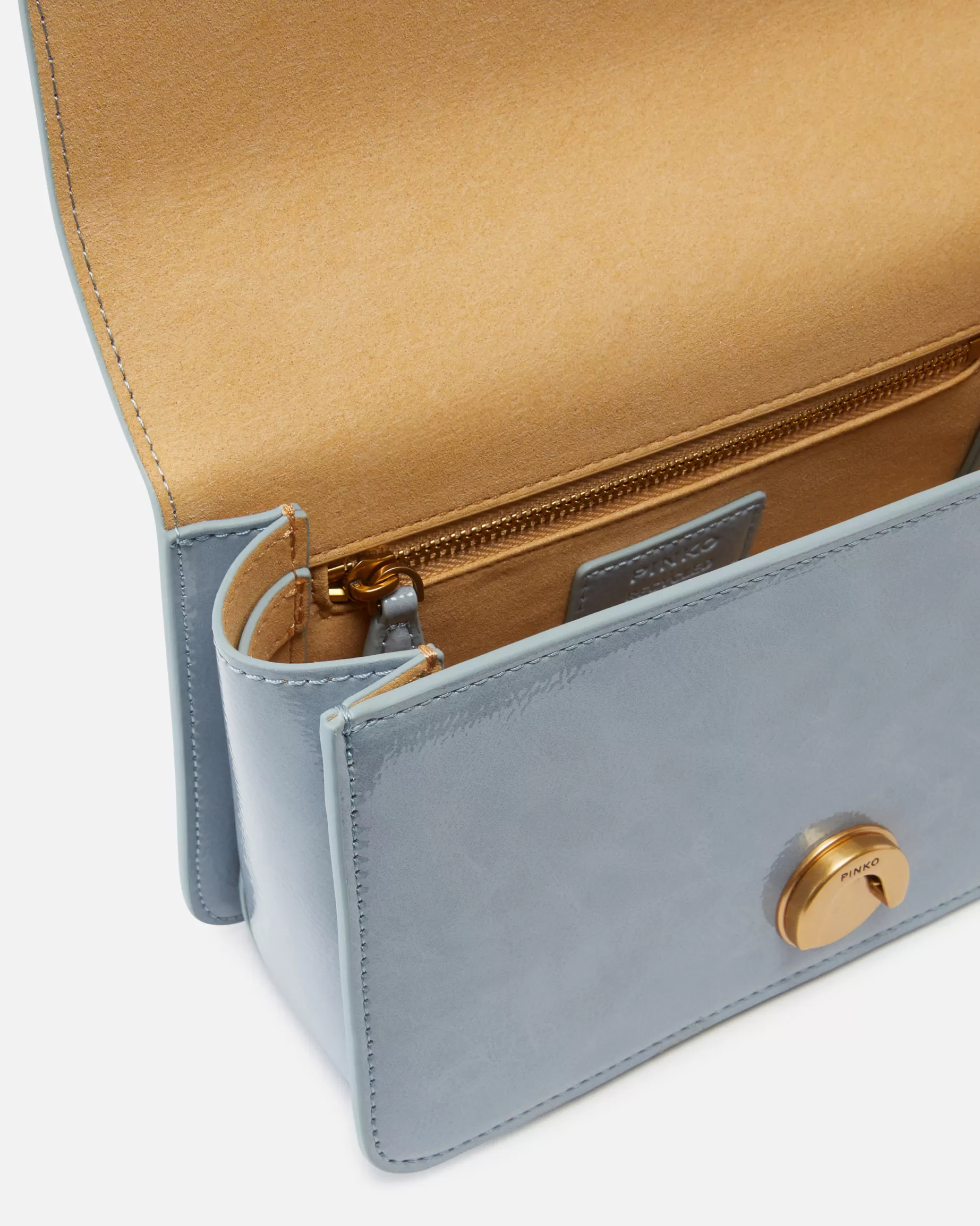 PINKO Torebki Przewieszane Przez Ramię | Mini Bags | Mała torebka na pasku Love Bag z imitacji skóry LIGHTBLUE-ANTIQUEGOLD
