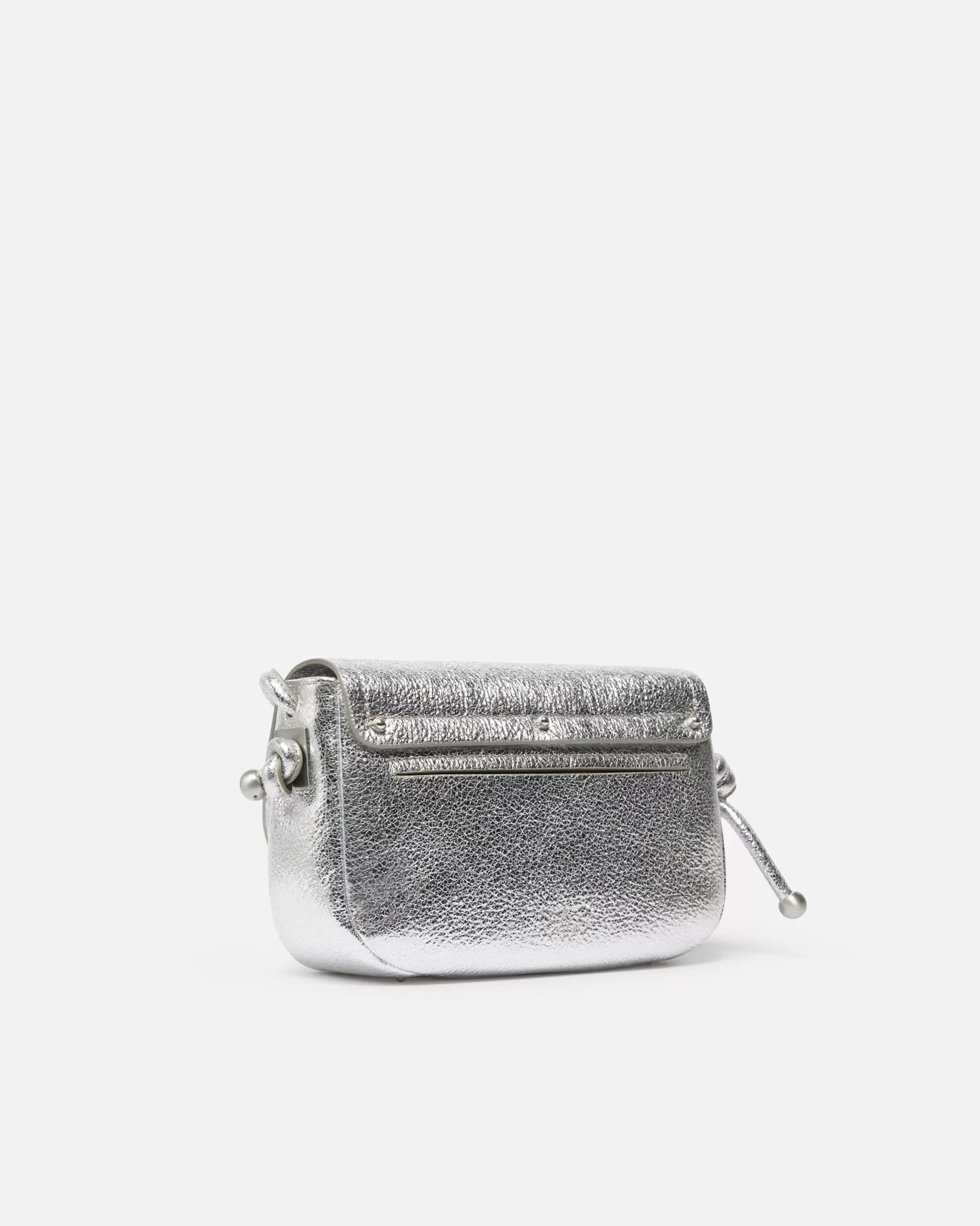 PINKO Nowości | Torebki Przewieszane Przez Ramię | Mała torebka na pasku Mini Saddle Bag z laminowanej skóry SREBRNY-PALONESREBRO