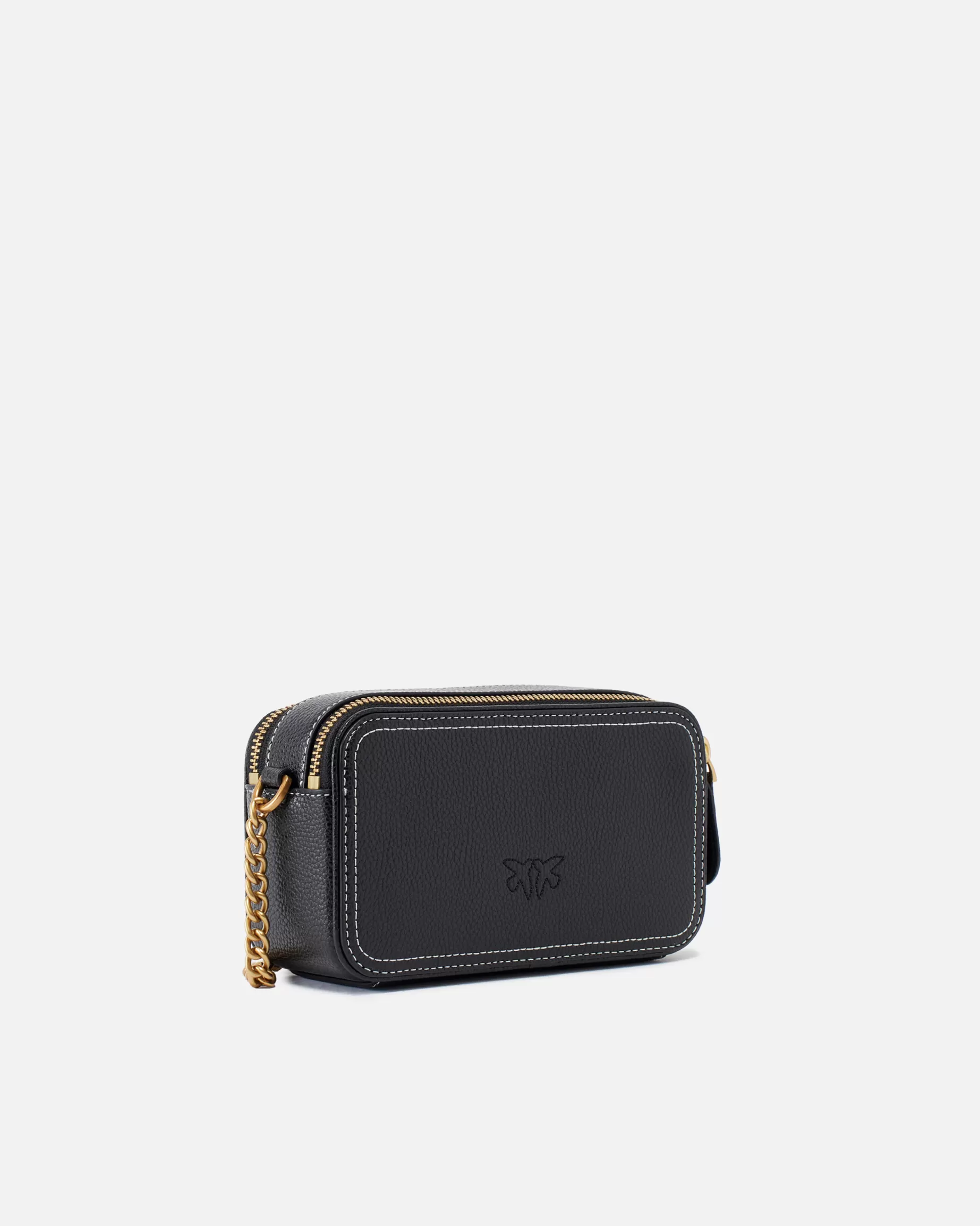 PINKO Torebki Przewieszane Przez Ramię | Mini Bags | Mała torebka na pasku z wytłoczonym logo Love Birds CZARNY-ANTIQUEGOLD