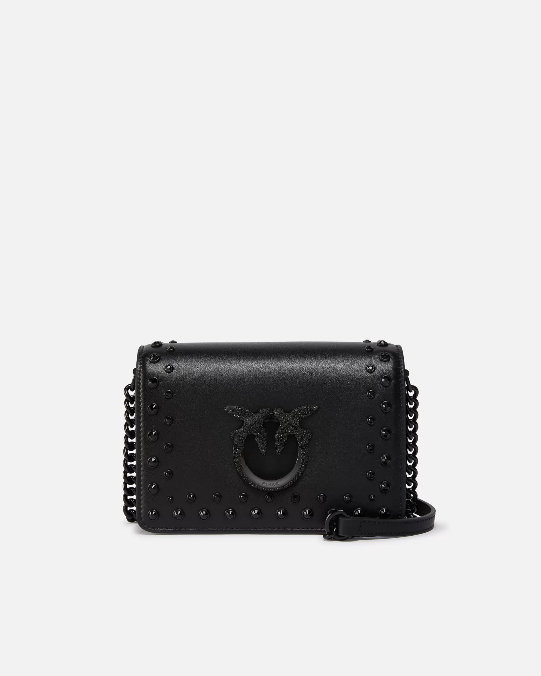 PINKO Torebki Przewieszane Przez Ramię | Mini Bags | Mała torebka na ramię Love Bag powlekana z kryształkami LIMUZYNOWACZERŃBLOCKCOLOR