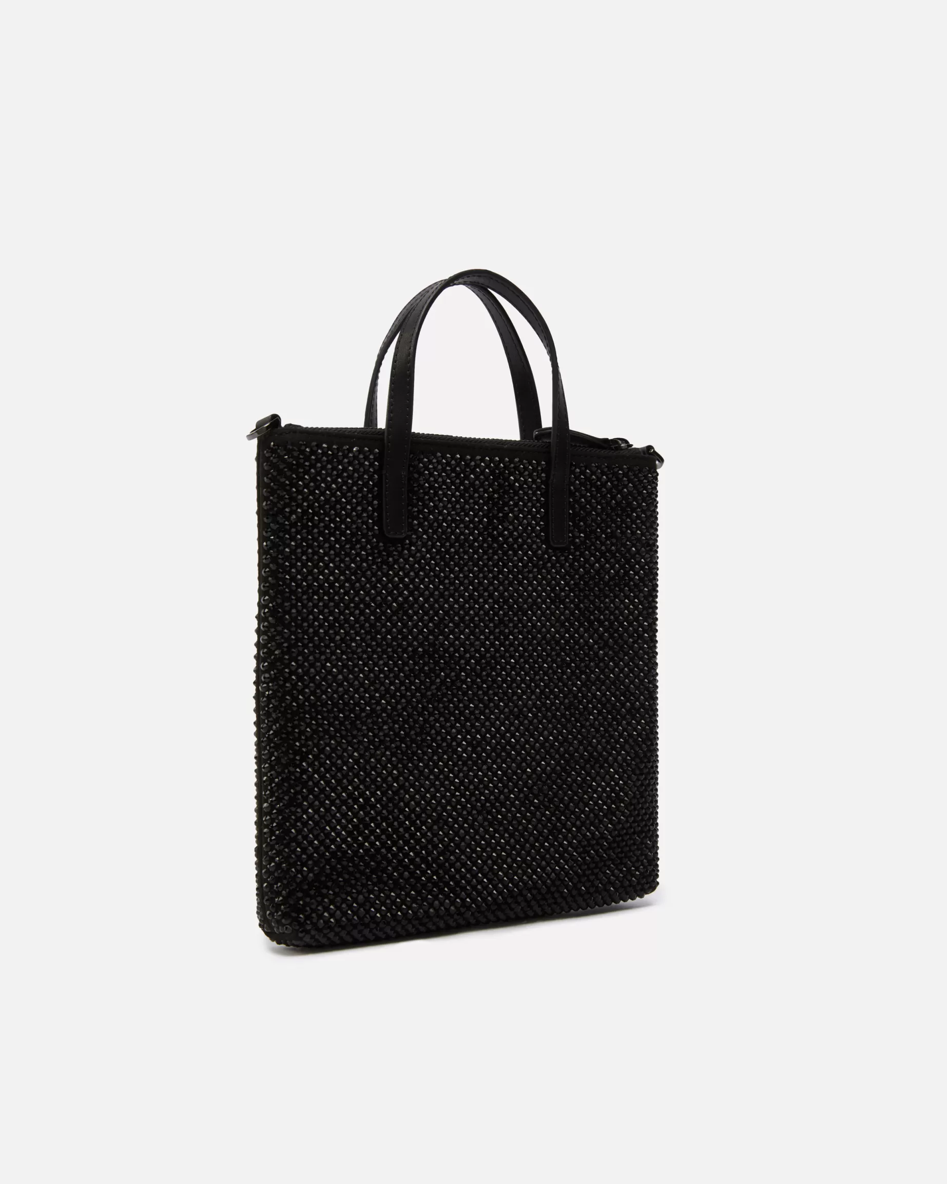 PINKO Mini Bags | Torebki Wieczorowe | Mała torebka shopperka z kryształkami i paskiem na ramię LIMUZYNOWACZERŃ-BŁYSZCZĄCYNIKIEL