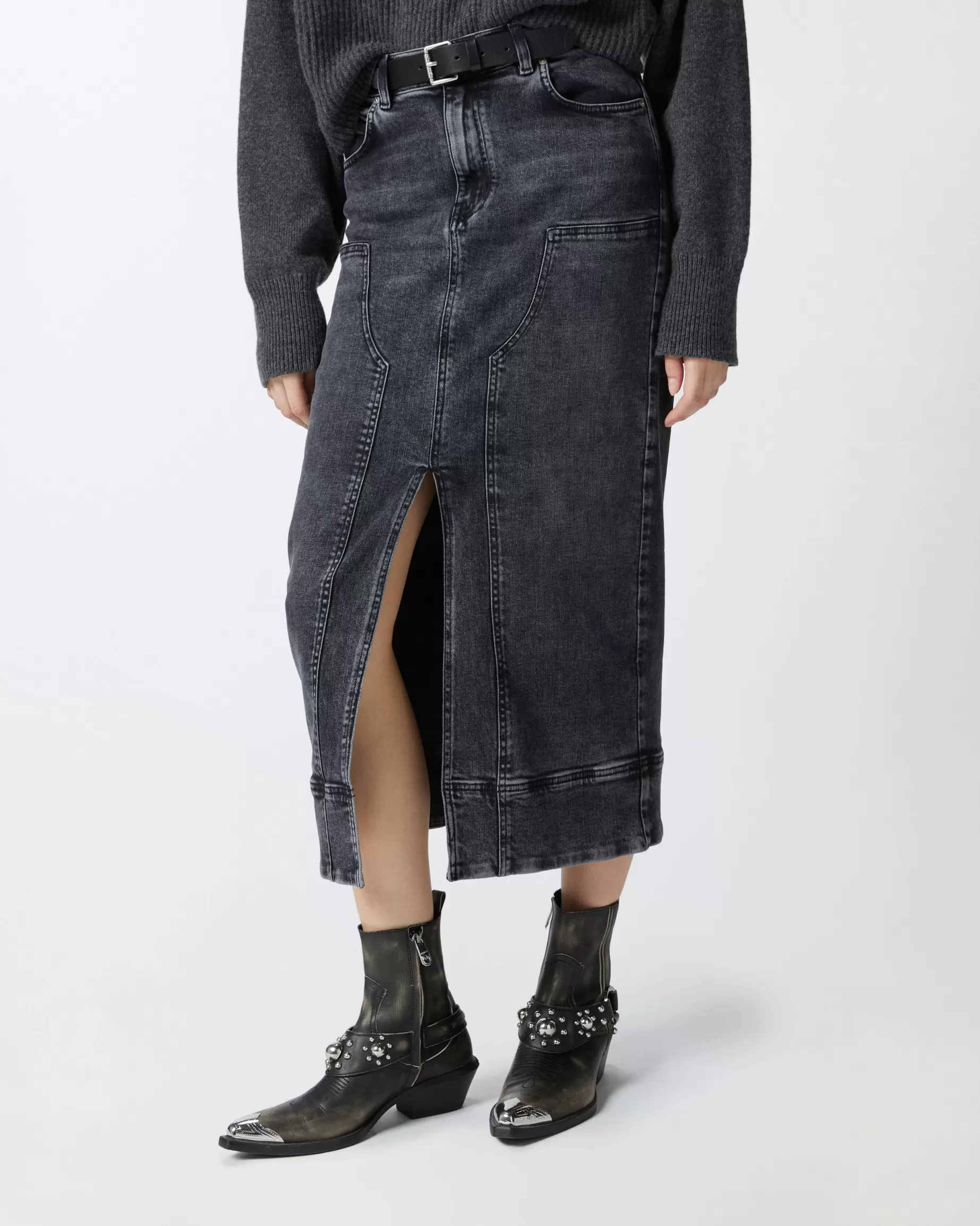 PINKO Spódnice Ołówkowe | Maxi spódnica z denimu dark grey SPRANYSZARYVINTAGECIEMNY