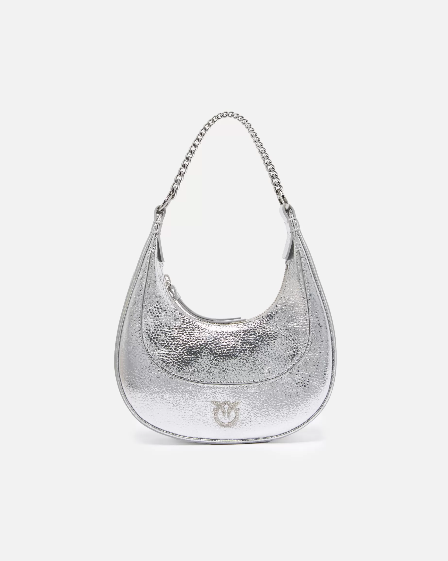 PINKO Nowości | Torebki Na Ramię | Metallic leather Brioche Bag mini handbag SREBRNY-LŚNIĄCYNIKIEL