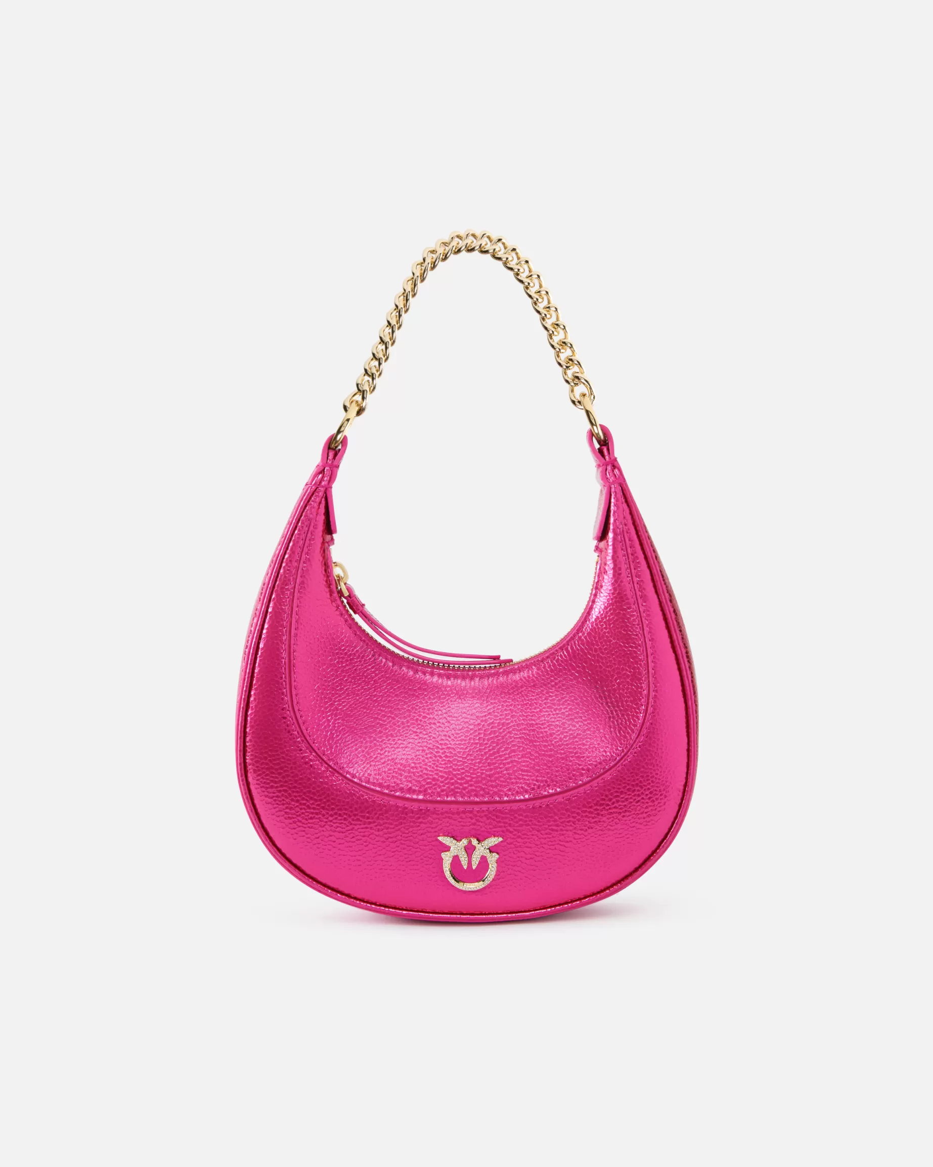 PINKO Nowości | Torebki Przewieszane Przez Ramię | Metallic leather Brioche Bag mini handbag METALICZNAFUKSJA-ZŁOTY