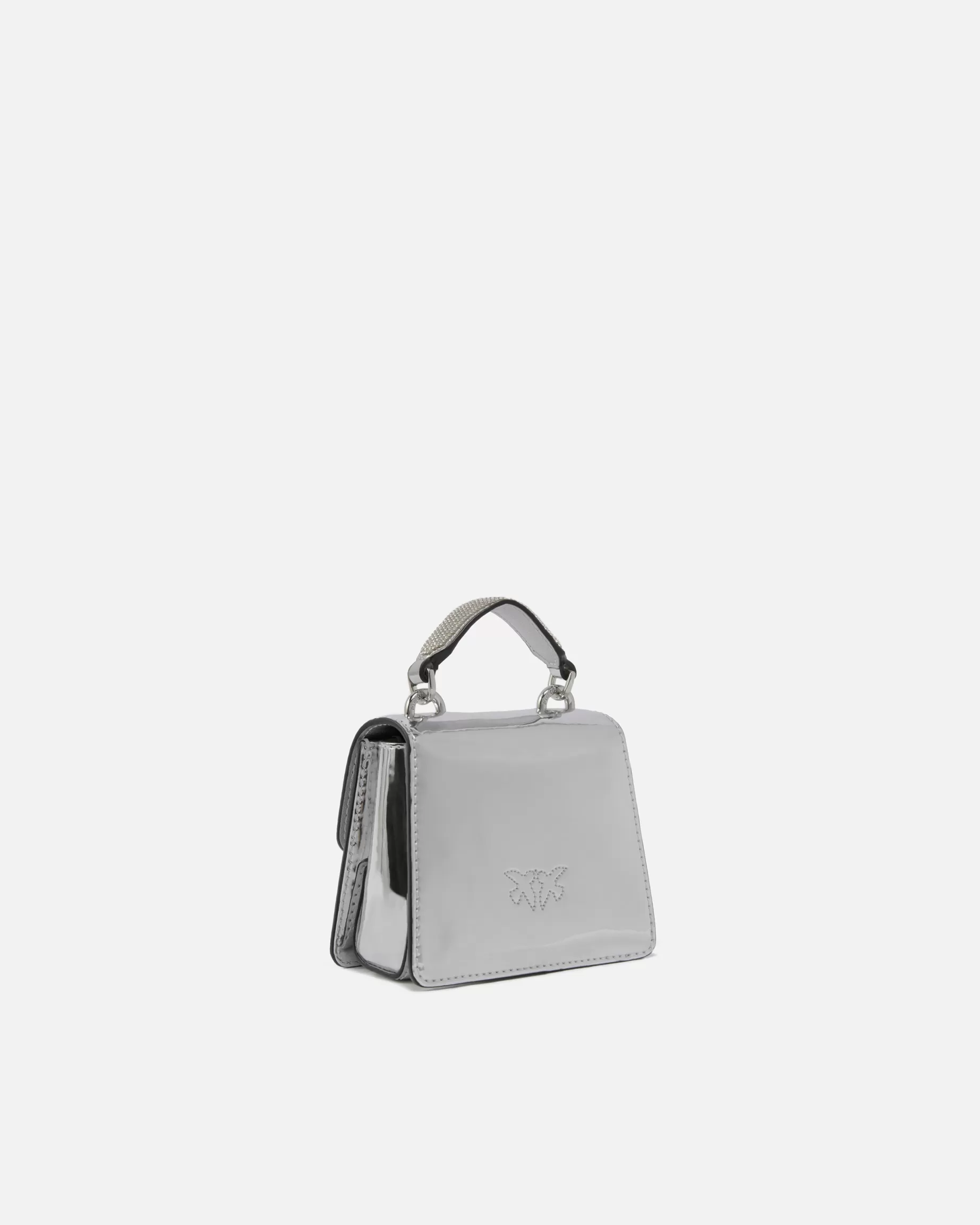 PINKO Torebki Do Ręki | Love Bag Icons | Metallic micro Love Bag with thin shoulder strap SREBRNY-LŚNIĄCYNIKIEL