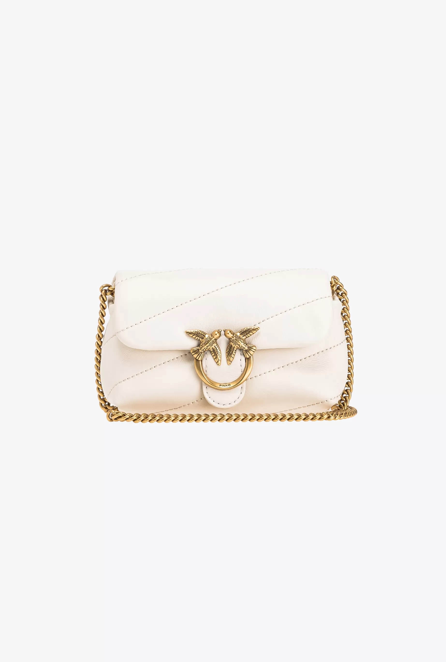 PINKO Torebki Przewieszane Przez Ramię | Love Bag Puff | Micro Love Bag Puff BIAŁY+BIAŁY-ANTIQUEGOLD