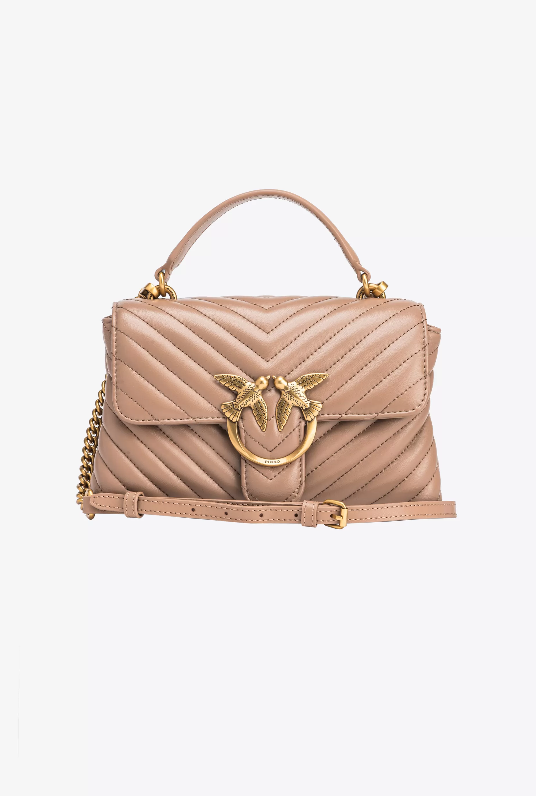 PINKO Torebki Przewieszane Przez Ramię | Mini Bags | Mini Lady Love Bag Puff Chevron BISZKOPTOWYIMBIR-STAREZŁOTO