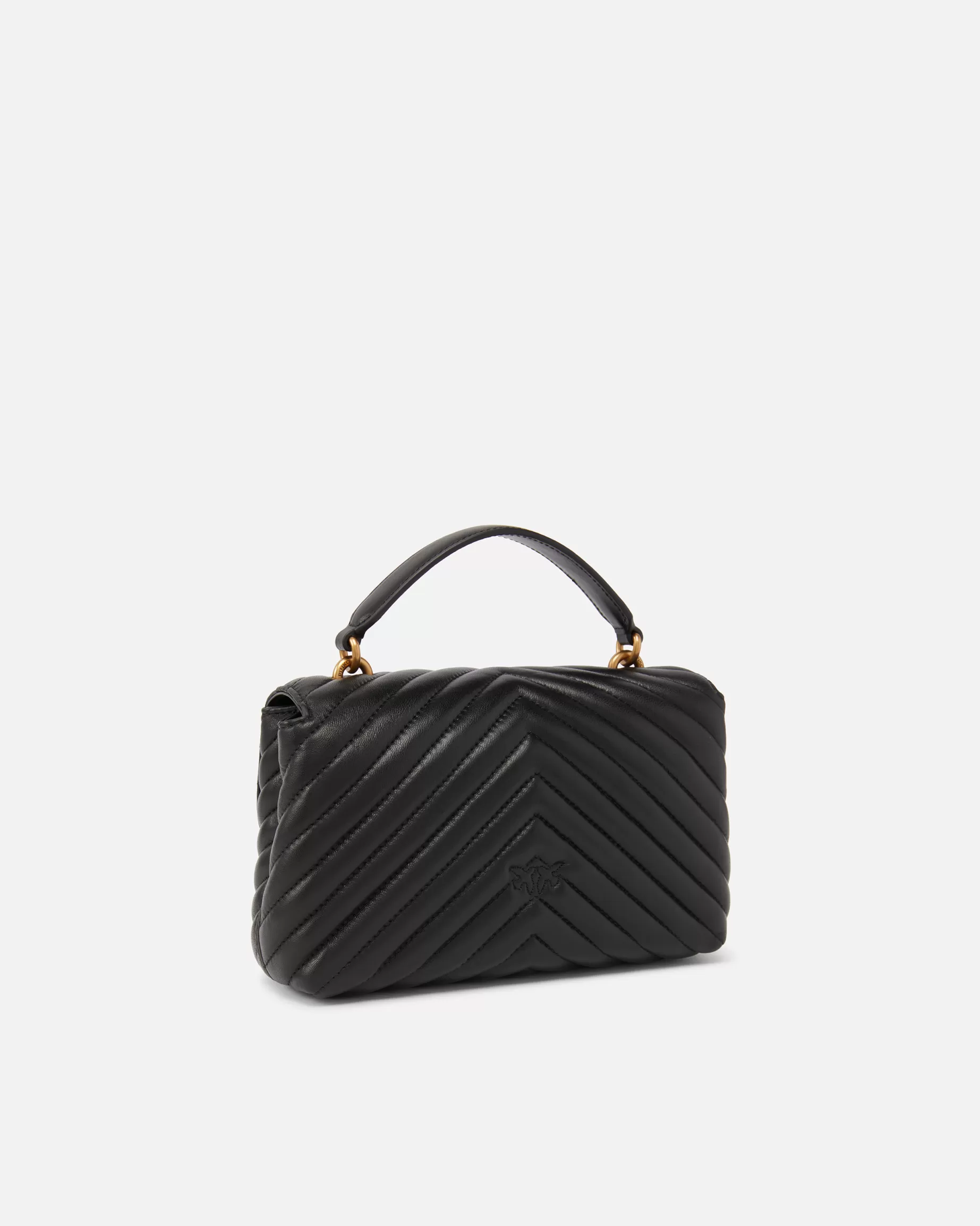 PINKO Torebki Przewieszane Przez Ramię | Torebki Na Ramię | Mini Lady Love Bag Puff Chevron CZARNY-ANTIQUEGOLD