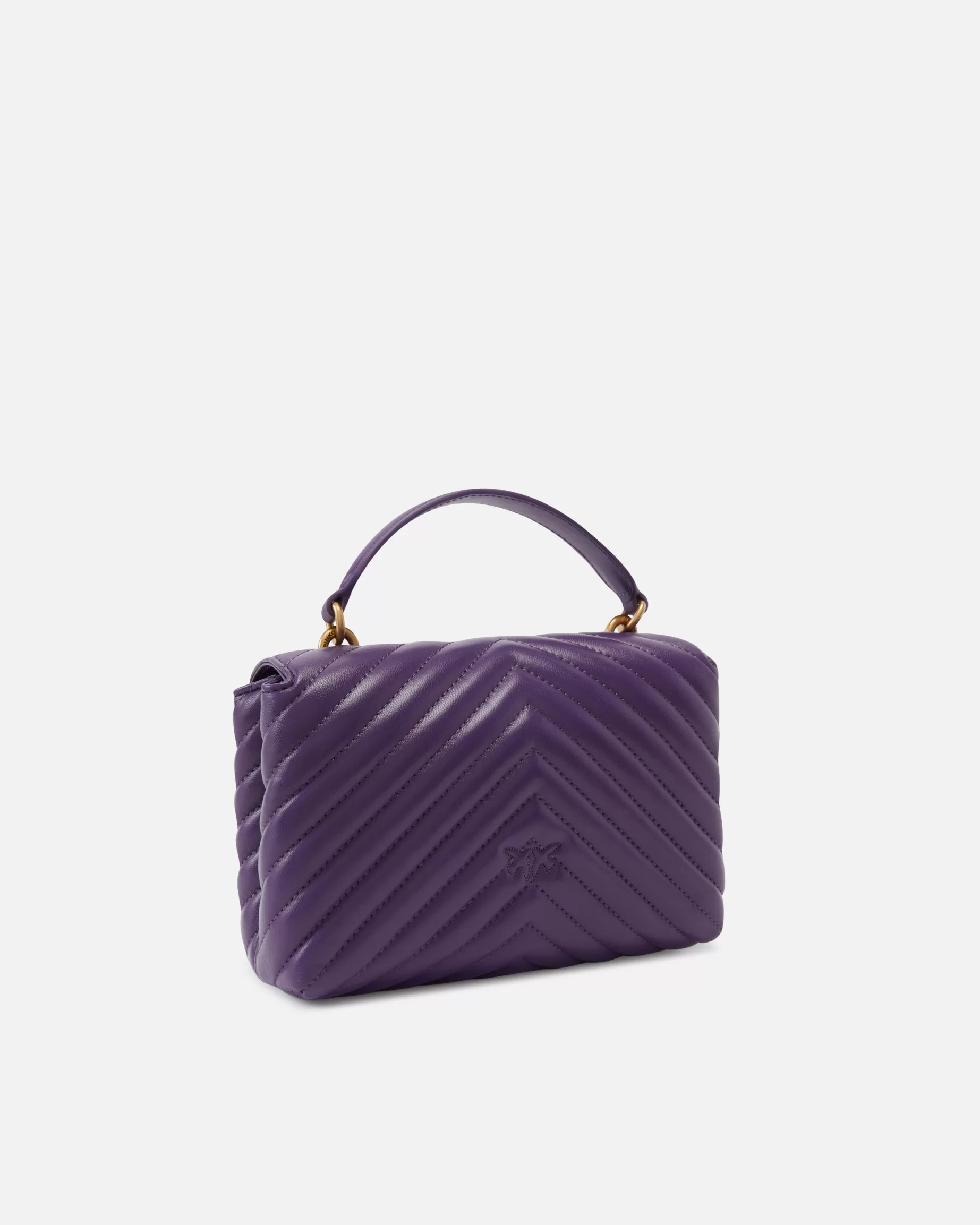 PINKO Nowości | Torebki Przewieszane Przez Ramię | Mini Lady Love Bag Puff Chevron ŚLIWKA-STAREZŁOTO