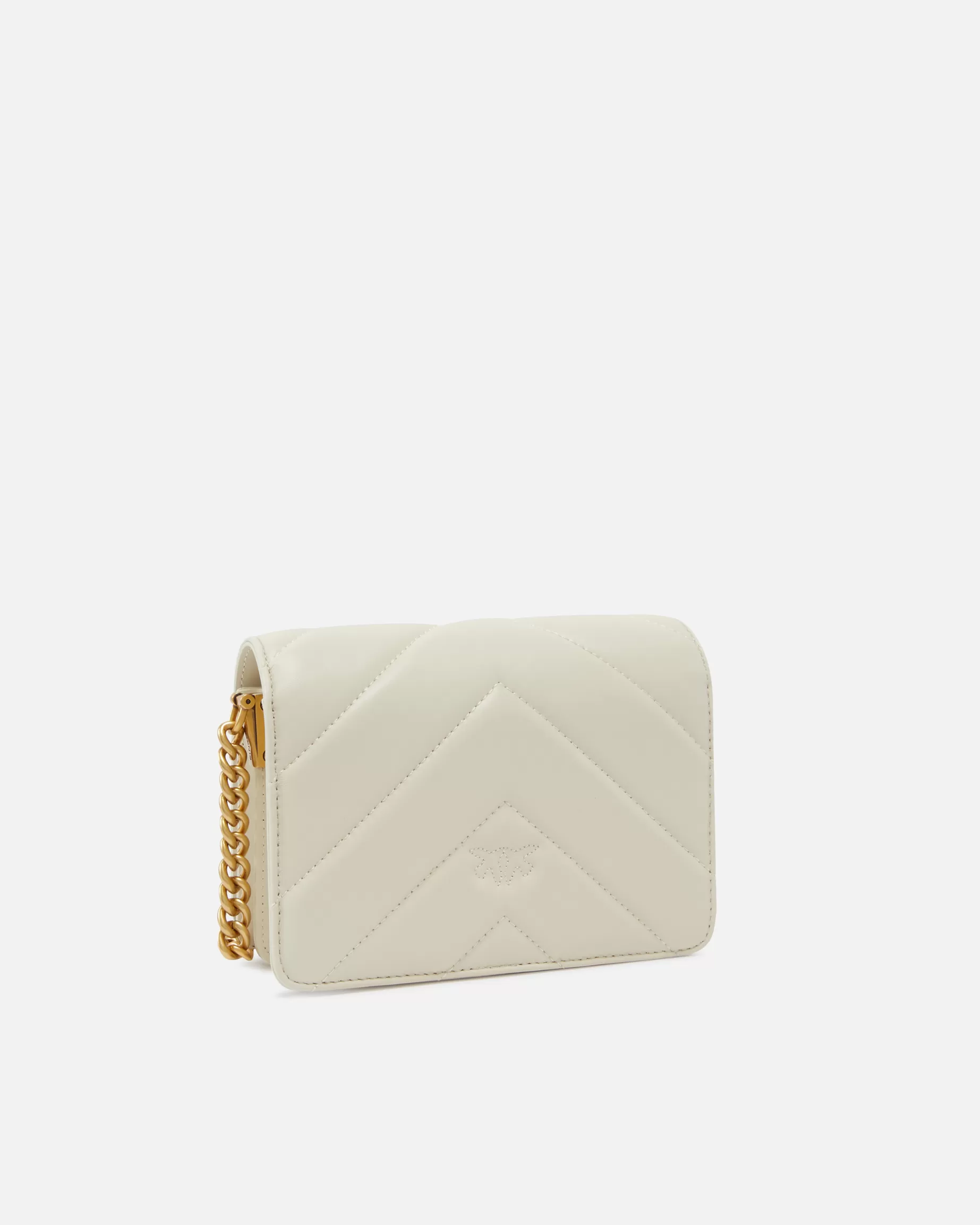 PINKO Torebki Przewieszane Przez Ramię | Mini Bags | Mini Love Bag Click Big Chevron BIAŁY+BIAŁY-ANTIQUEGOLD