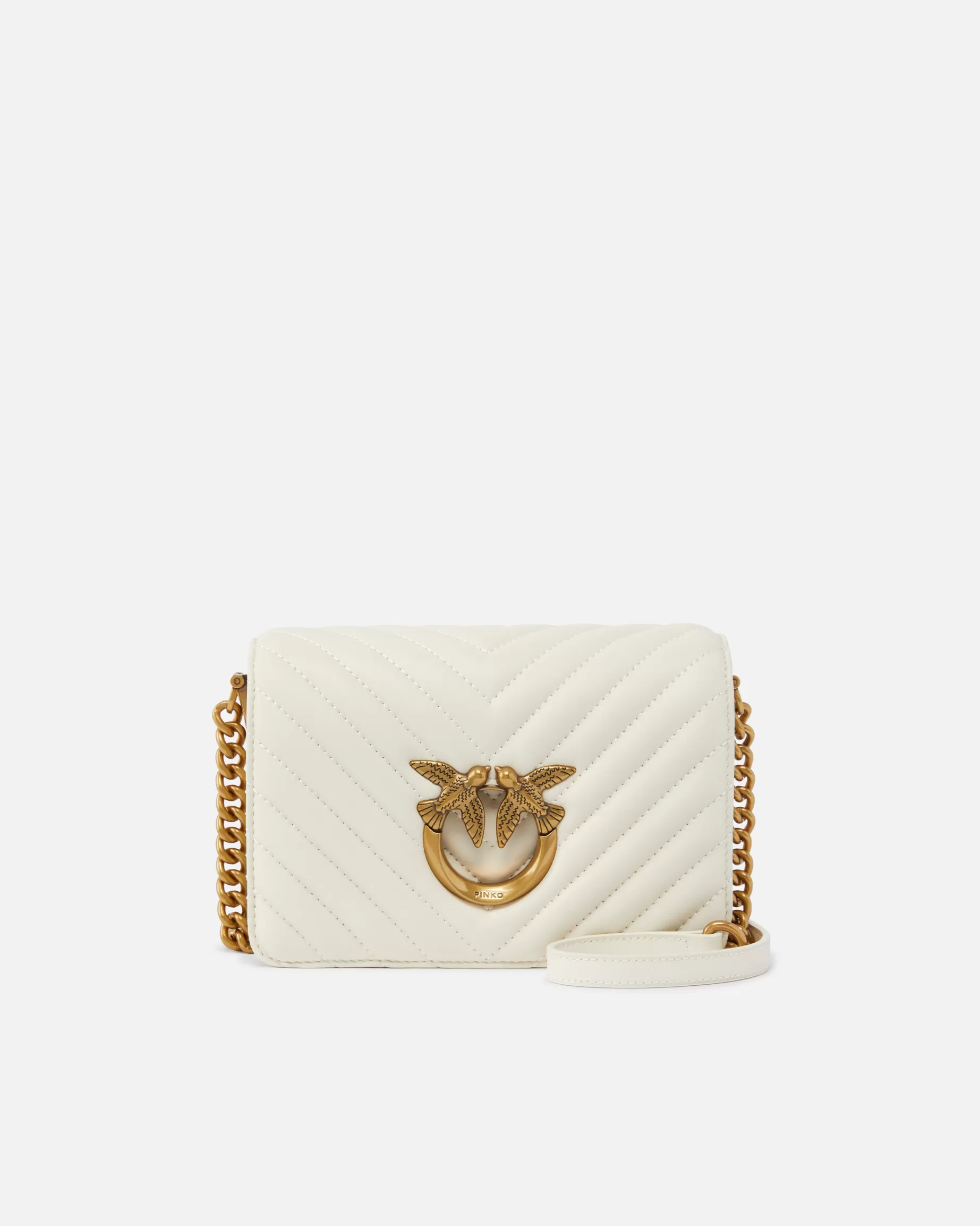 PINKO Torebki Przewieszane Przez Ramię | Mini Bags | Mini Love Bag Click Chevron BIAŁY+BIAŁY-ANTIQUEGOLD