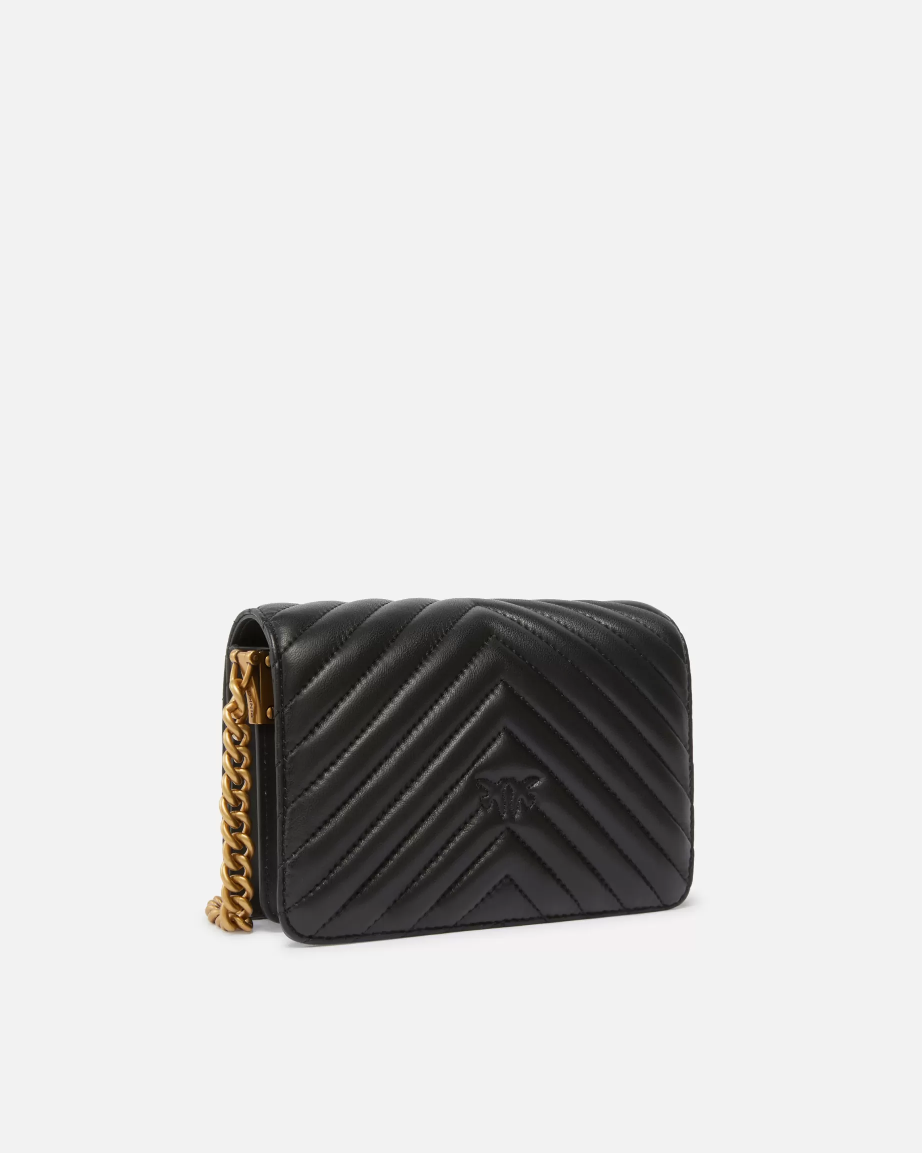 PINKO Nowości | Torebki Przewieszane Przez Ramię | Mini Love Bag Click Chevron CZARNY-ANTIQUEGOLD