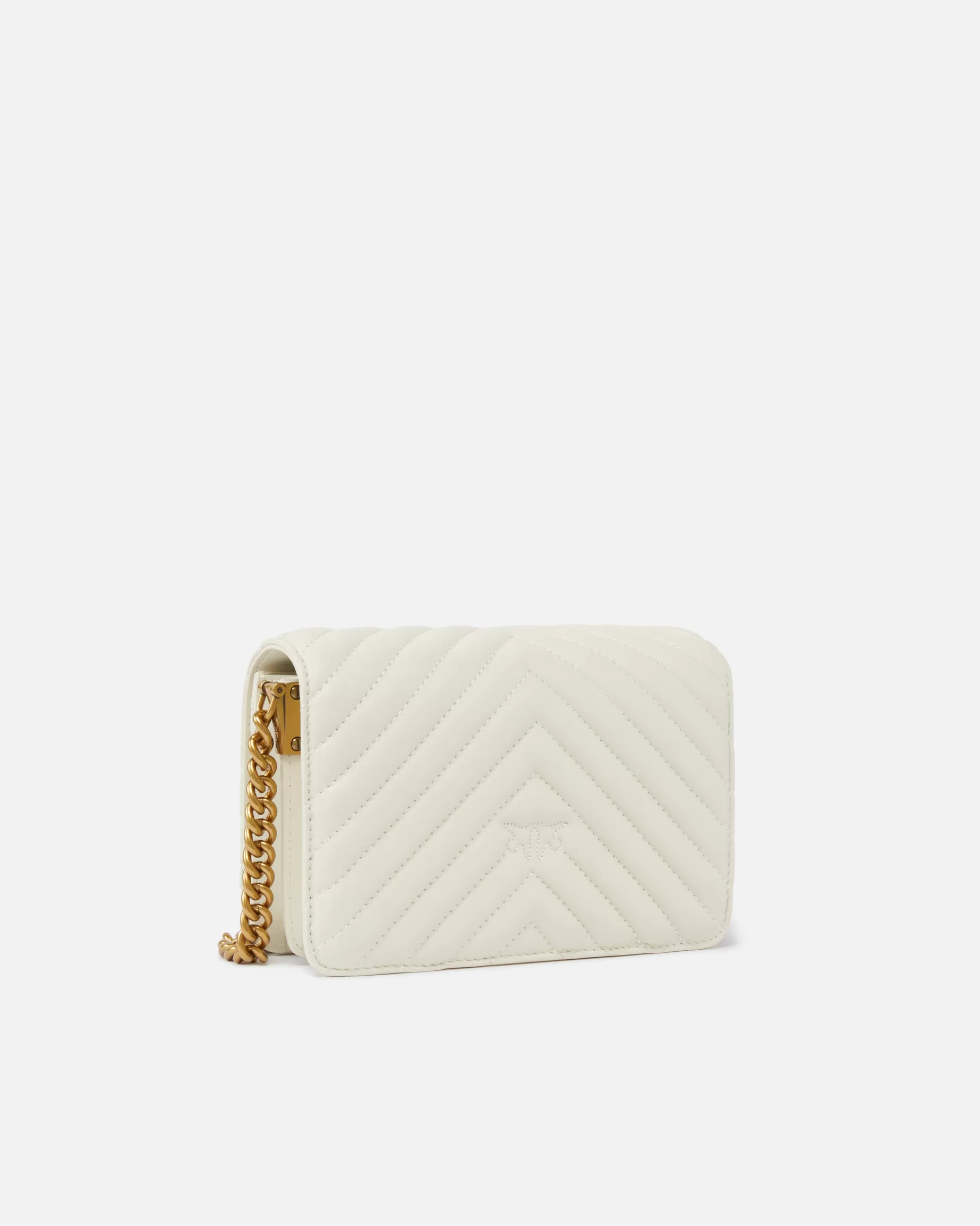 PINKO Torebki Przewieszane Przez Ramię | Mini Bags | Mini Love Bag Click Chevron BIAŁY+BIAŁY-ANTIQUEGOLD