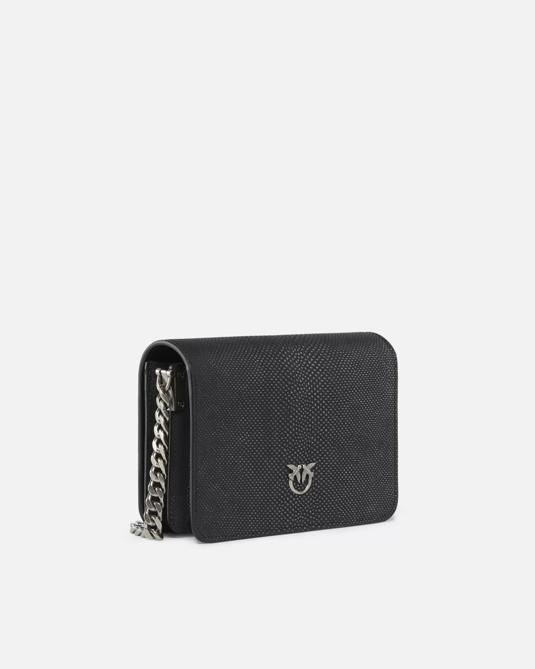 PINKO Torebki Przewieszane Przez Ramię | Torebki Na Ramię | Mini Love Bag crossbody bag in glitter python Galleria. CZARNY-OLDSILVER