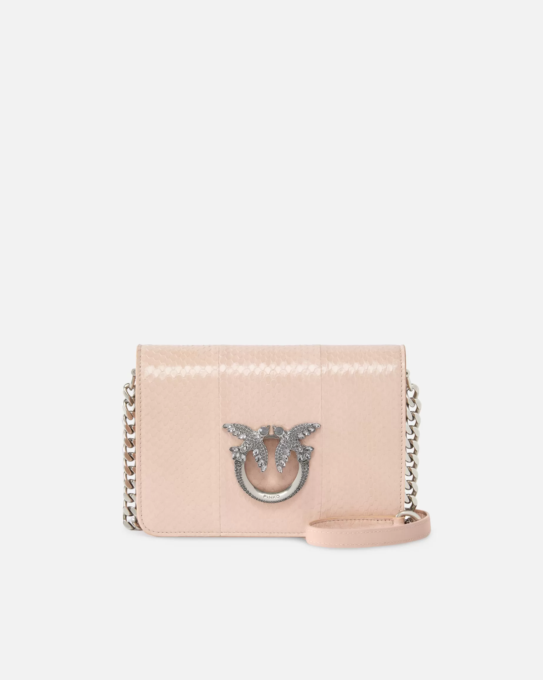 PINKO Torebki Przewieszane Przez Ramię | Mini Bags | Mini Love Bag crossbody bag in glossy reptile Galleria. PASTELOWYBEŻOWYRÓŻ-STARESREBRO