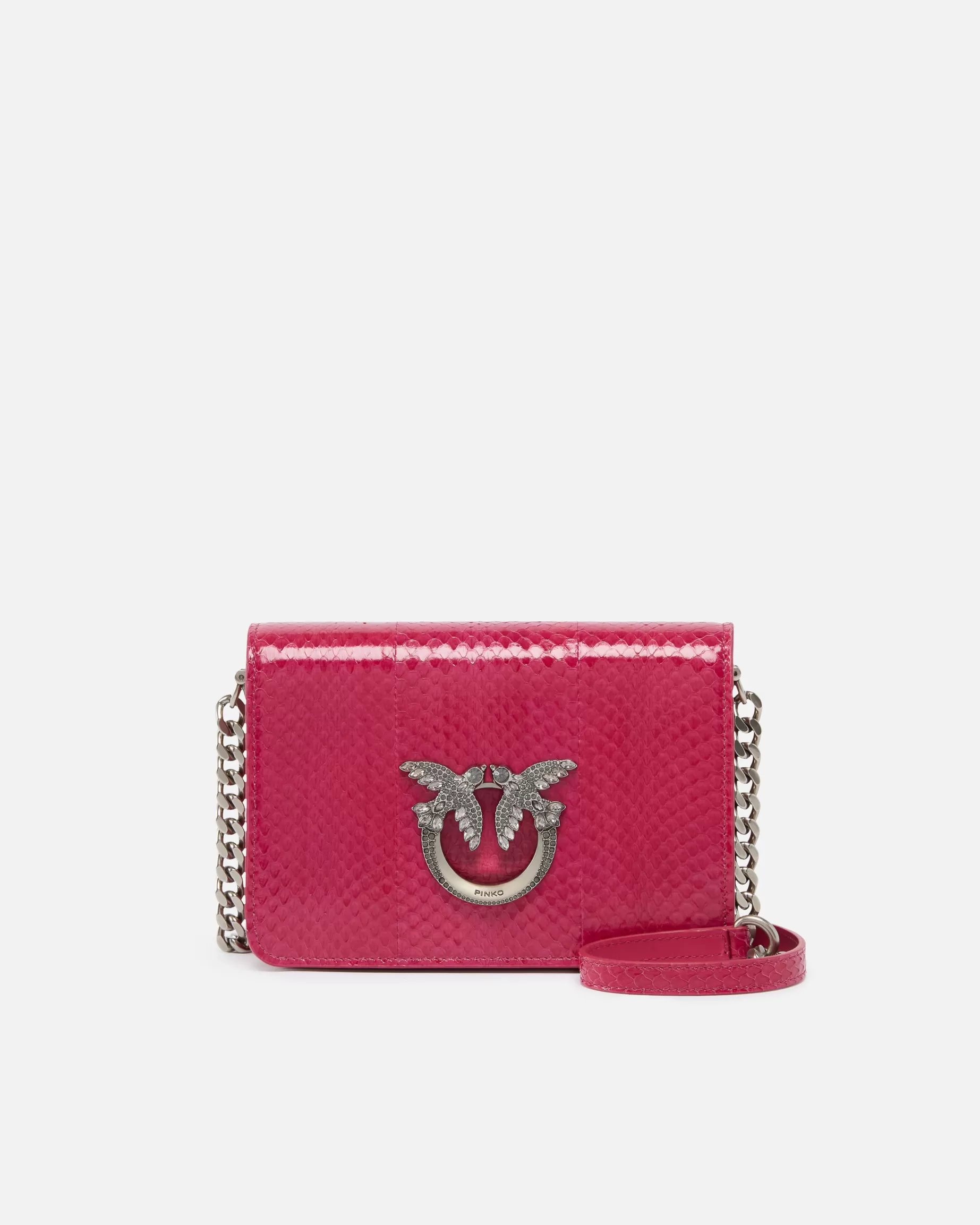 PINKO Torebki Przewieszane Przez Ramię | Mini Bags | Mini Love Bag crossbody bag in glossy reptile Galleria. FUKSJA-KWIATKAKTUSA-STARESREBRO