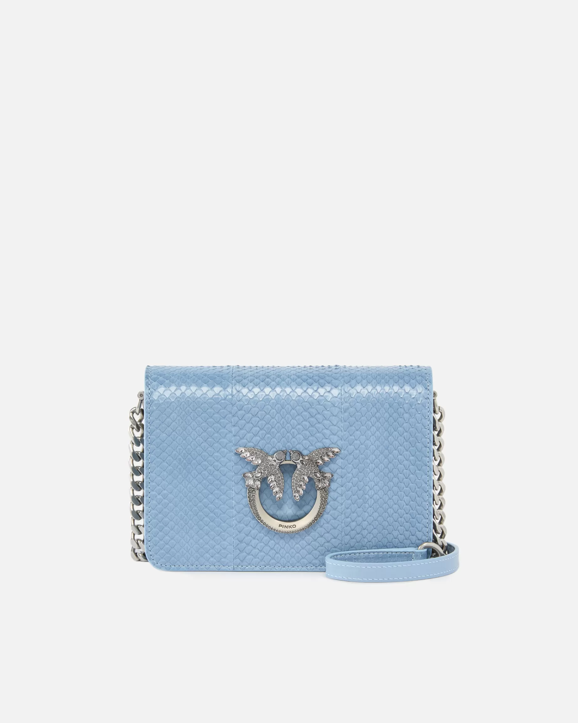 PINKO Torebki Przewieszane Przez Ramię | Mini Bags | Mini Love Bag crossbody bag in glossy reptile Galleria. PUDROWYBŁĘKIT-STARESREBRO