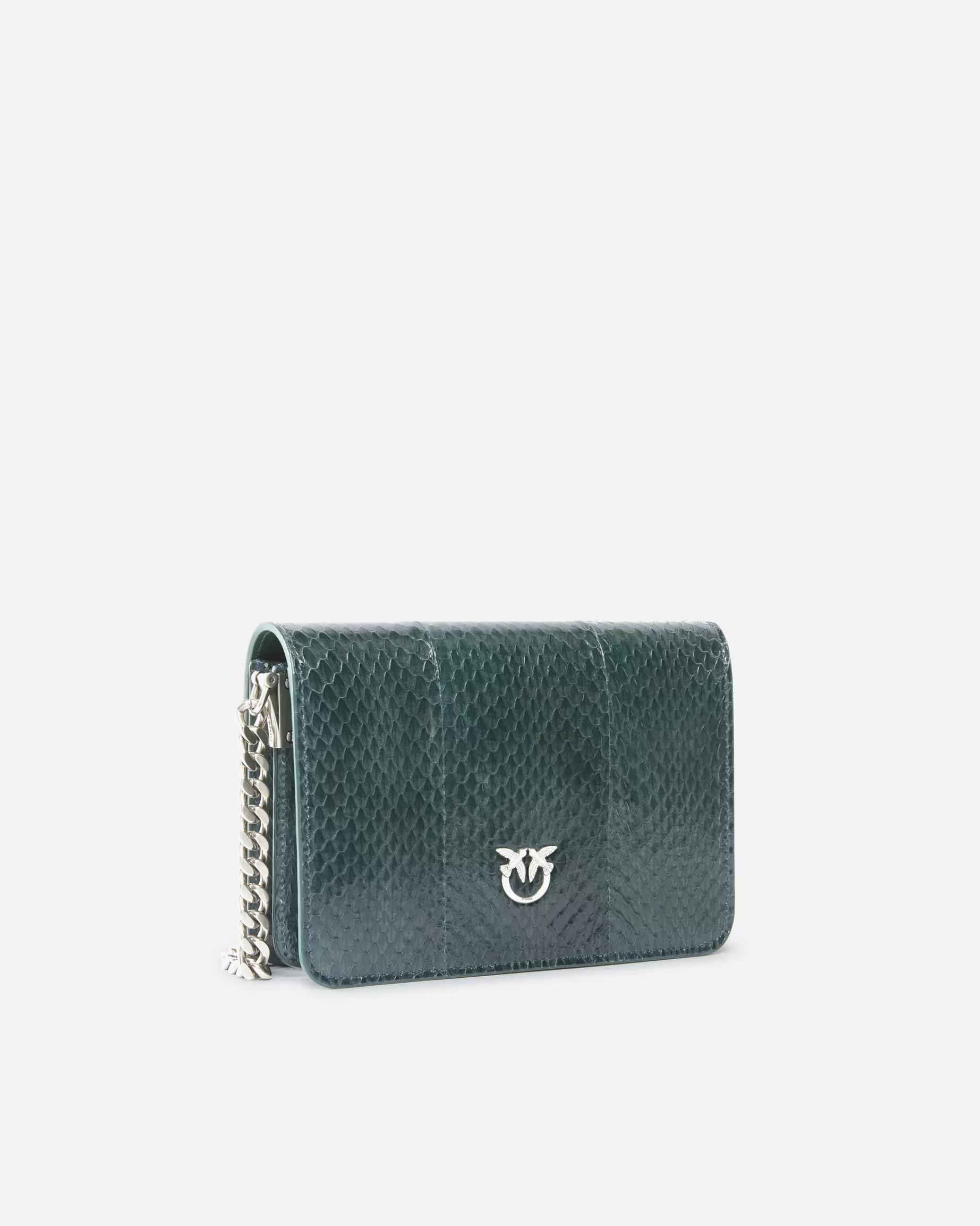 PINKO Torebki Przewieszane Przez Ramię | Mini Bags | Mini Love Bag crossbody bag in glossy reptile Galleria. CIEMNAZIELEŃ-STARESREBRO