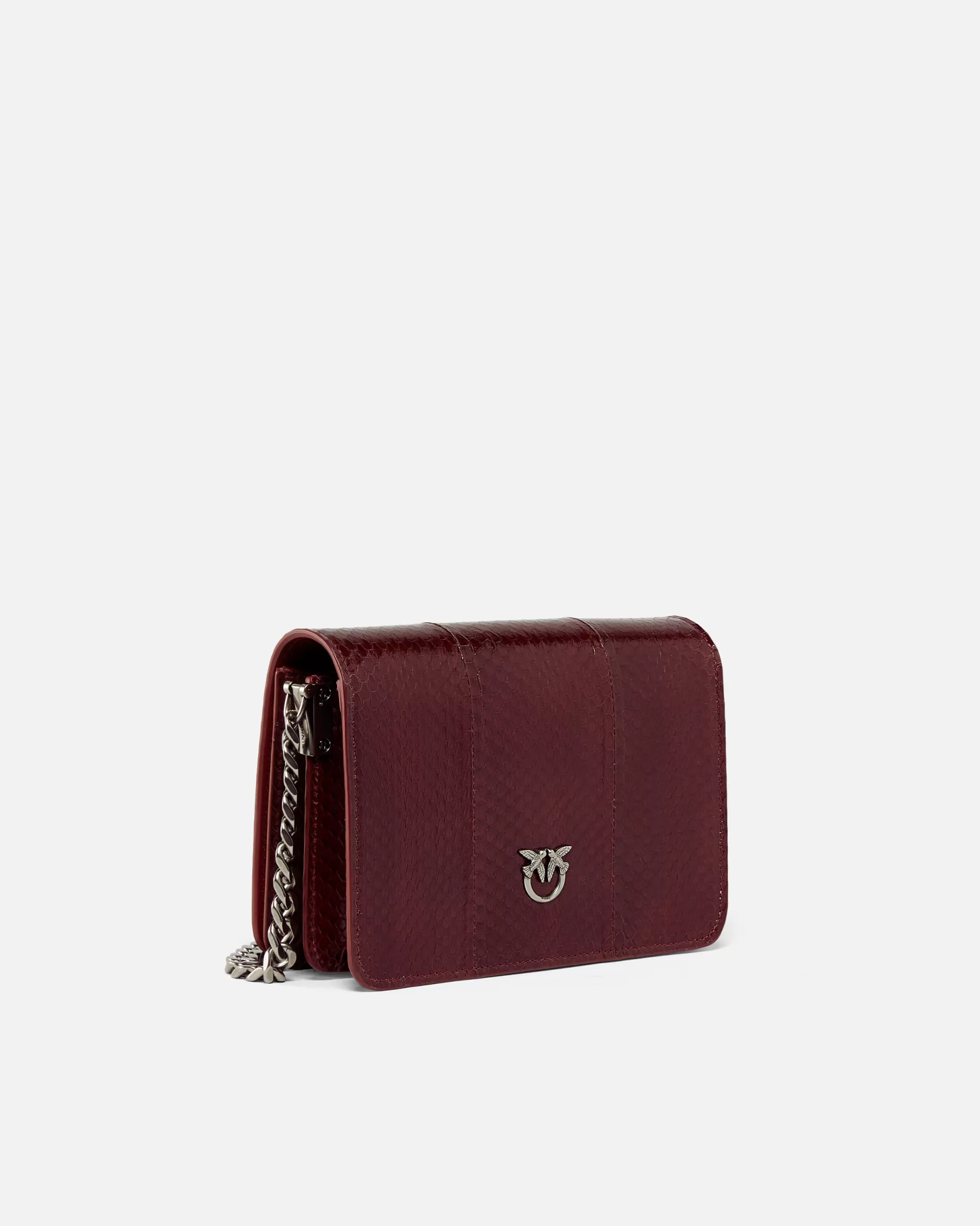 PINKO Torebki Przewieszane Przez Ramię | Torebki Na Ramię | Mini Love Bag crossbody bag in glossy reptile Galleria. CZERWONYKORDOBAŃSKASKÓRA-STARESREBRO
