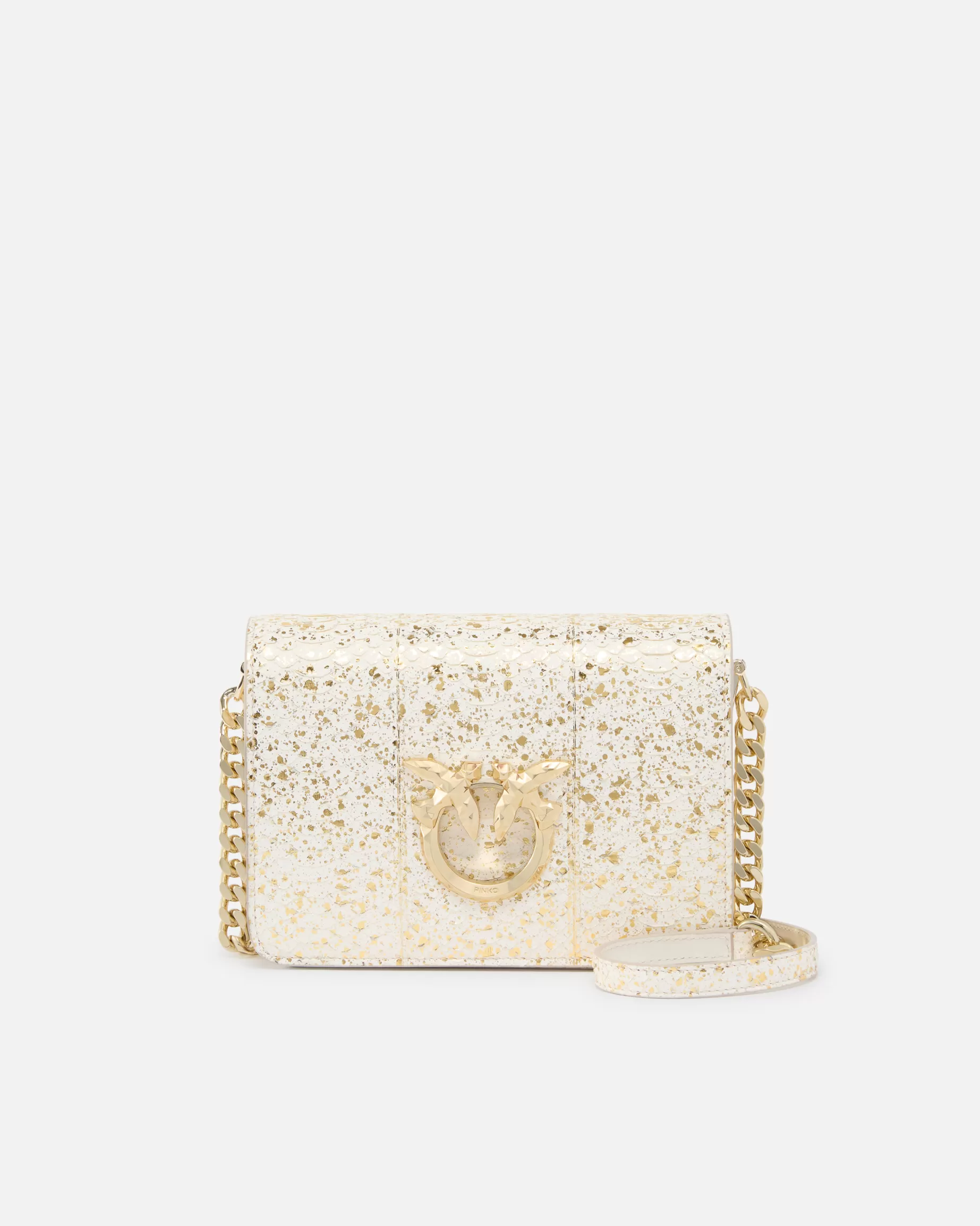 PINKO Torebki Przewieszane Przez Ramię | Mini Bags | Mini Love Bag crossbody bag in laminated reptile Galleria. ZŁOTY-JASNEZŁOTO