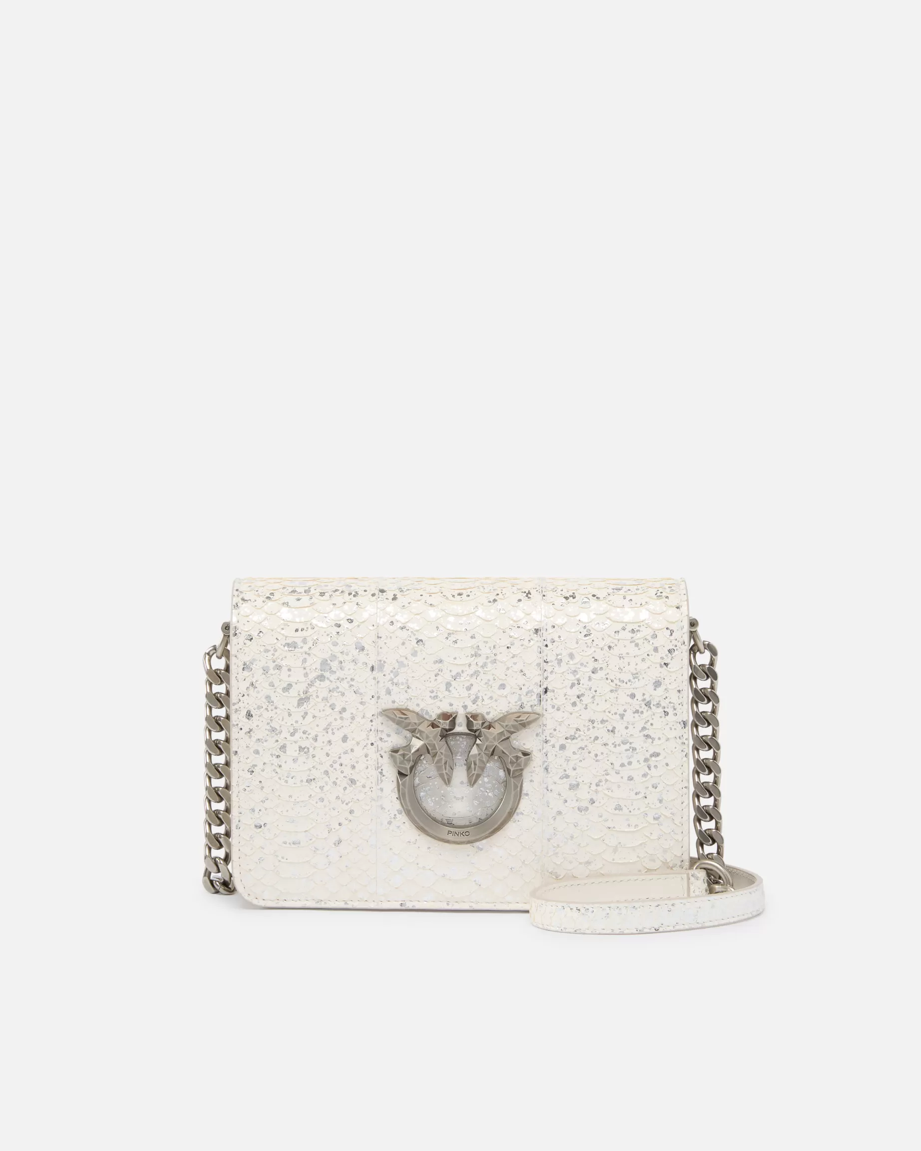 PINKO Torebki Przewieszane Przez Ramię | Mini Bags | Mini Love Bag crossbody bag in laminated reptile Galleria. SREBRNY-OLDSILVER