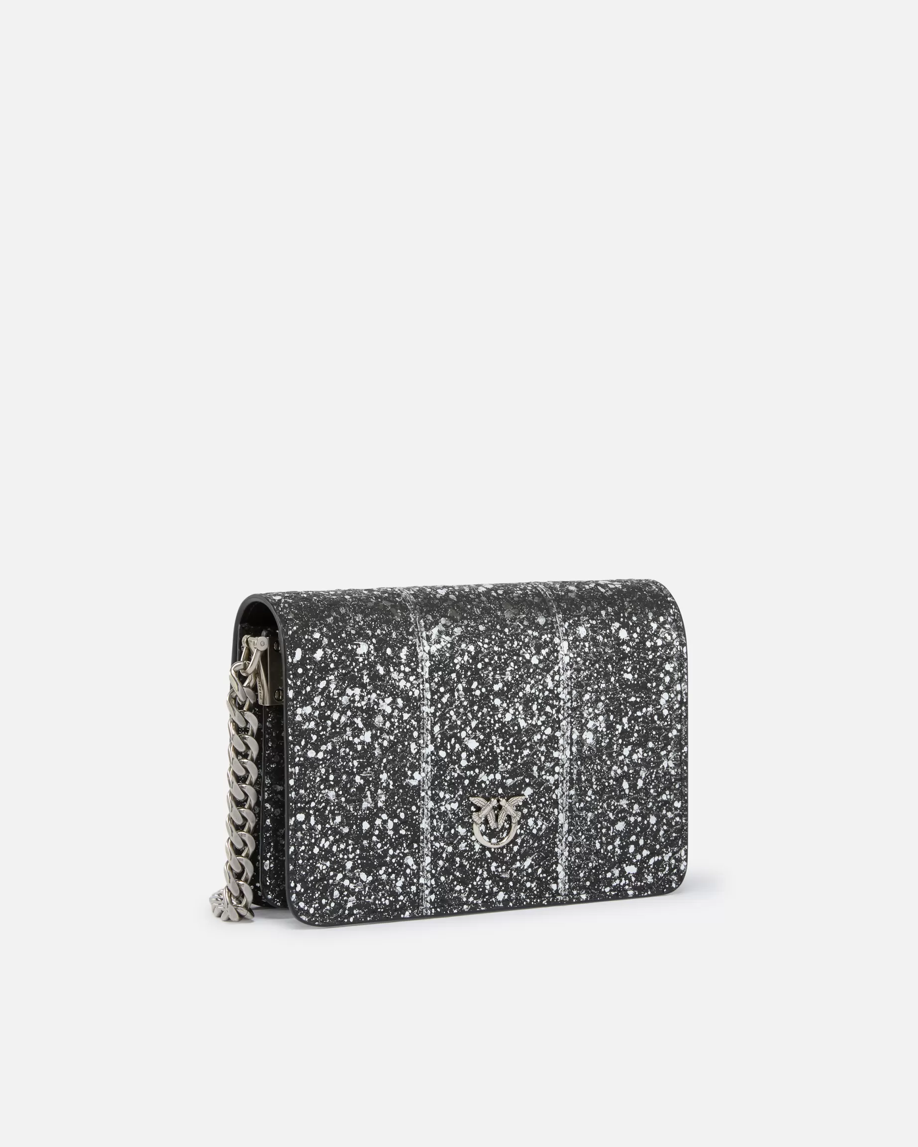 PINKO Torebki Przewieszane Przez Ramię | Mini Bags | Mini Love Bag crossbody bag in laminated reptile Galleria. CZARNY-OLDSILVER