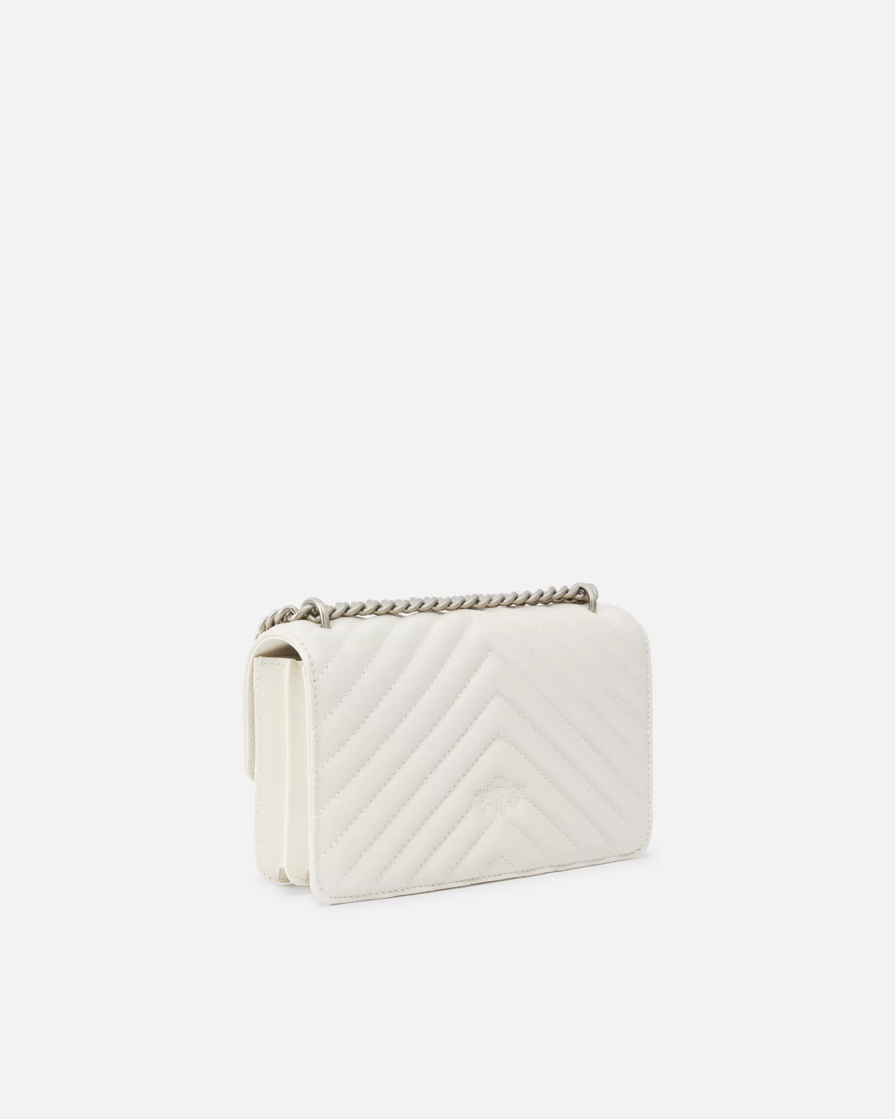 PINKO Torebki Przewieszane Przez Ramię | Torebki Na Ramię | Mini Love Bag One Chevron BIAŁY+BIAŁY-OLDSILVER