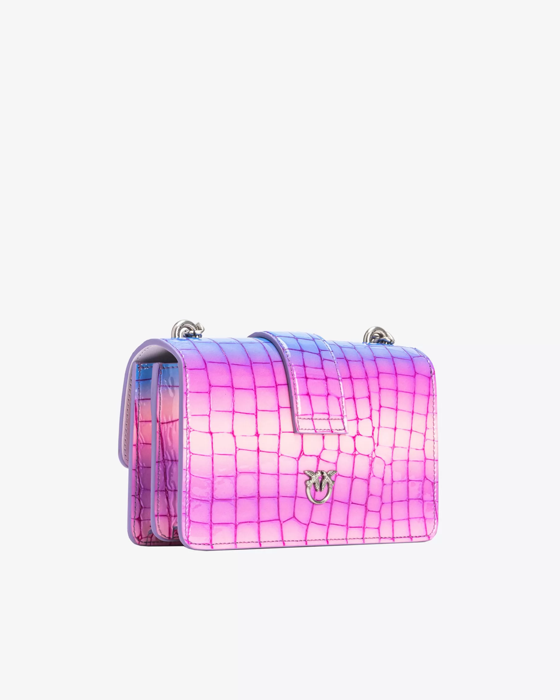 PINKO Limited Edition | Mini Love Bag One cieniowany krokodyl z połyskiem Galleria RÓŻOWY/FIOLETOWY-STARESREBRO