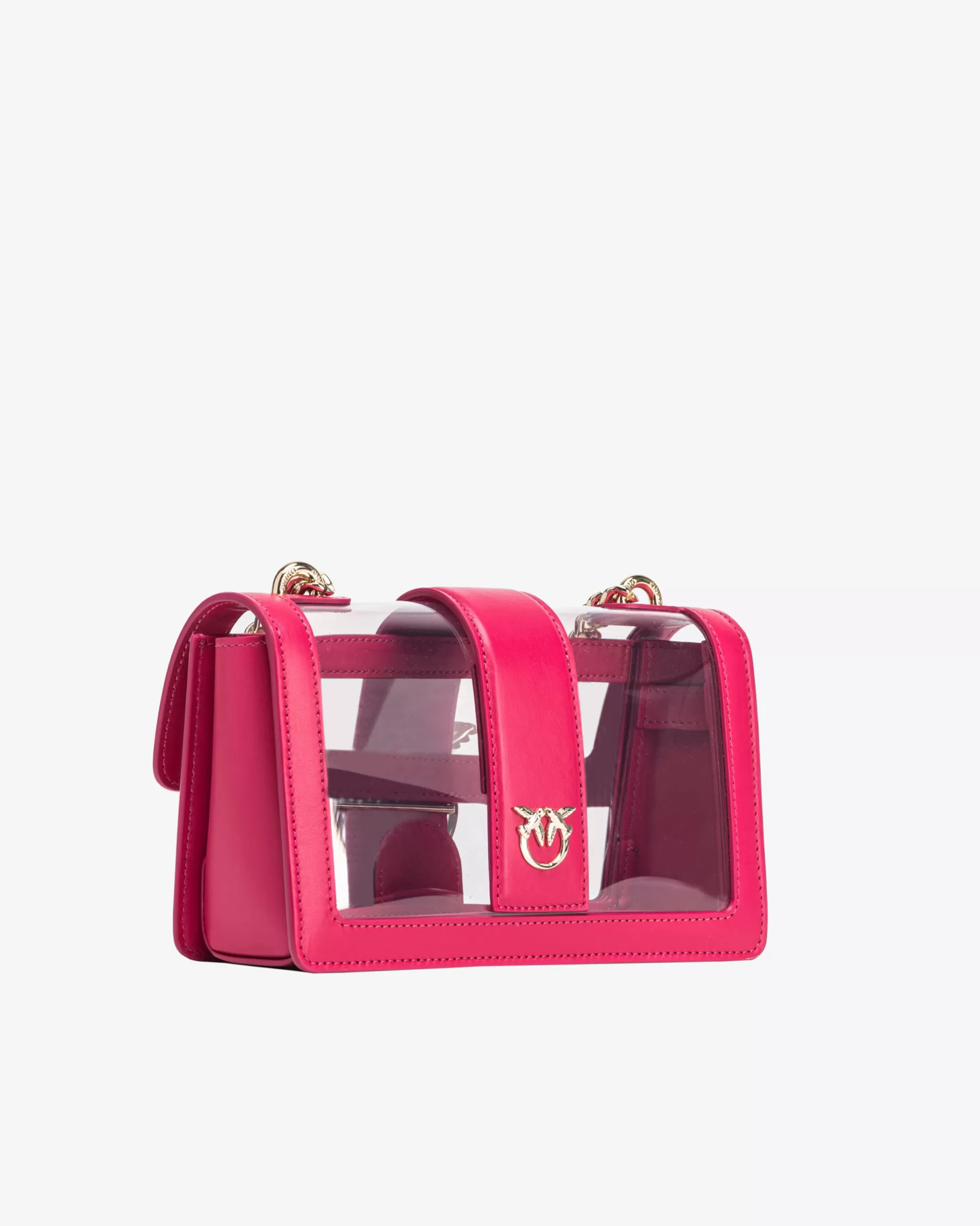 PINKO Limited Edition | Mini Love Bag One Light przezroczysta Galleria FUKSJA+PRZEZROCZYSTY-JASNEZŁOTO