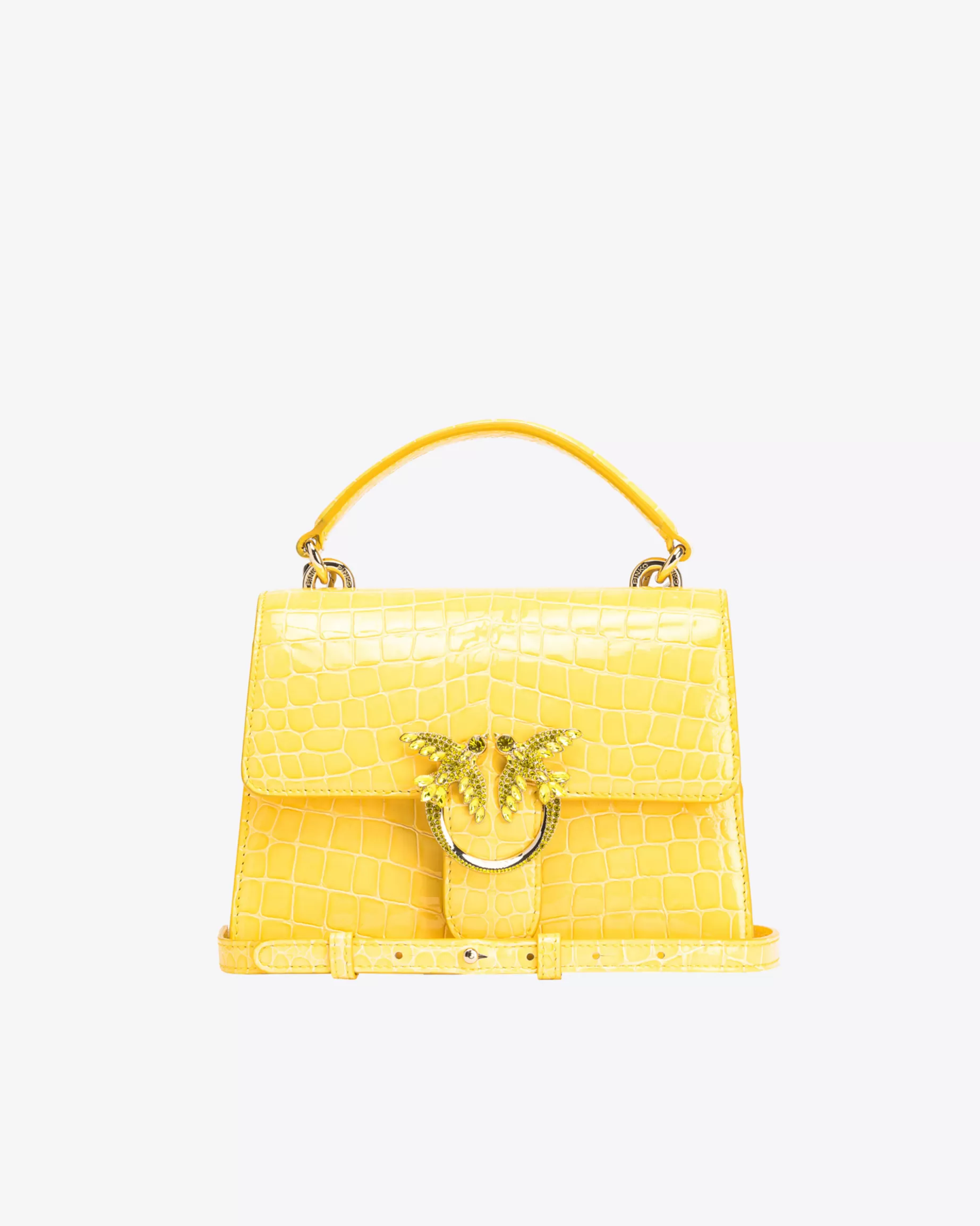 PINKO Limited Edition | Mini Love Bag One Top Handle Light krokodyl z połyskiem Galleria SŁONECZNYŻÓŁCIEŃ-JASNEZŁOTO