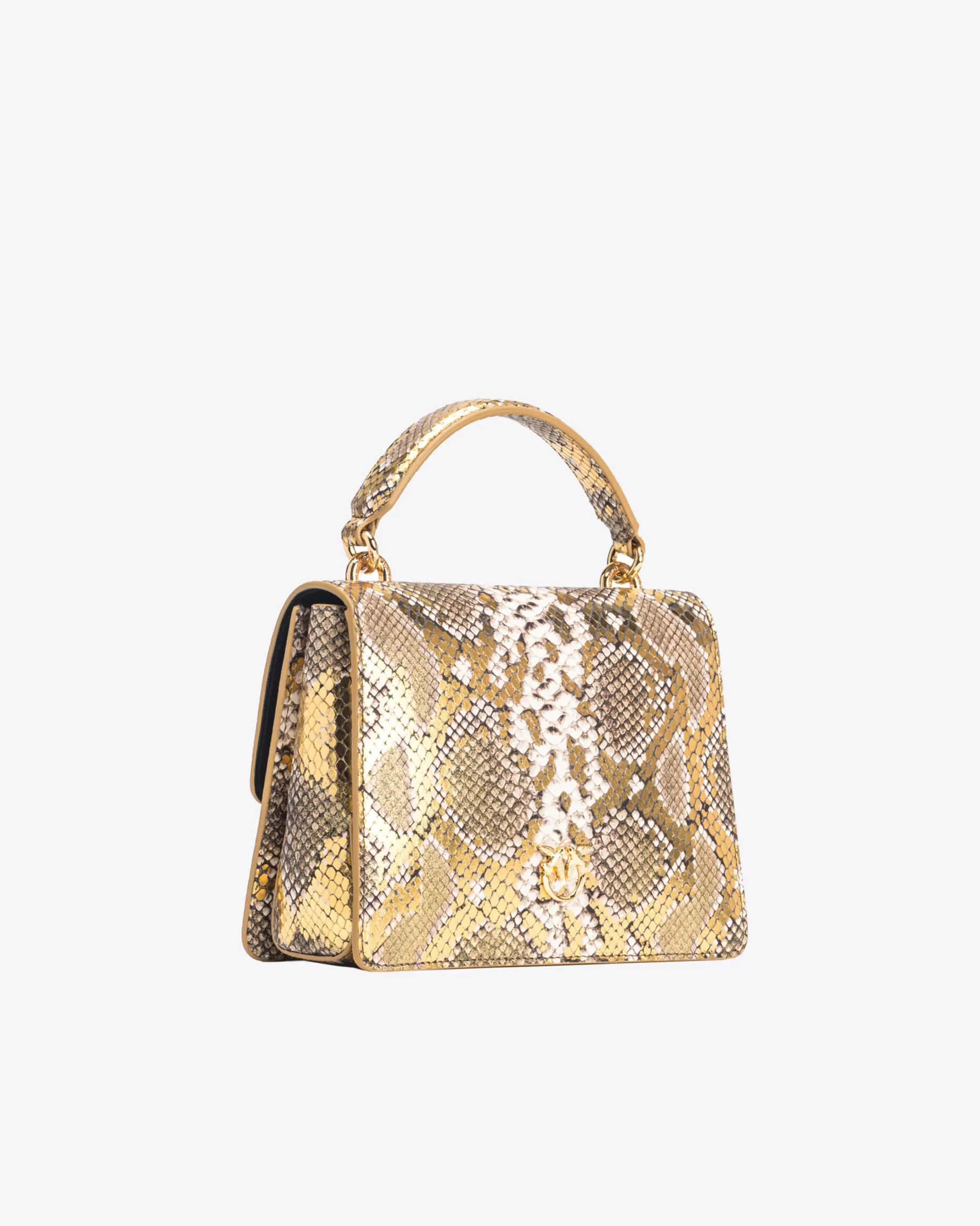 PINKO Love Bag Icons | Limited Edition | Mini Love Bag Top Handle Light laminowany wąż Galleria ZŁOTY/SZARY-ZŁOTY