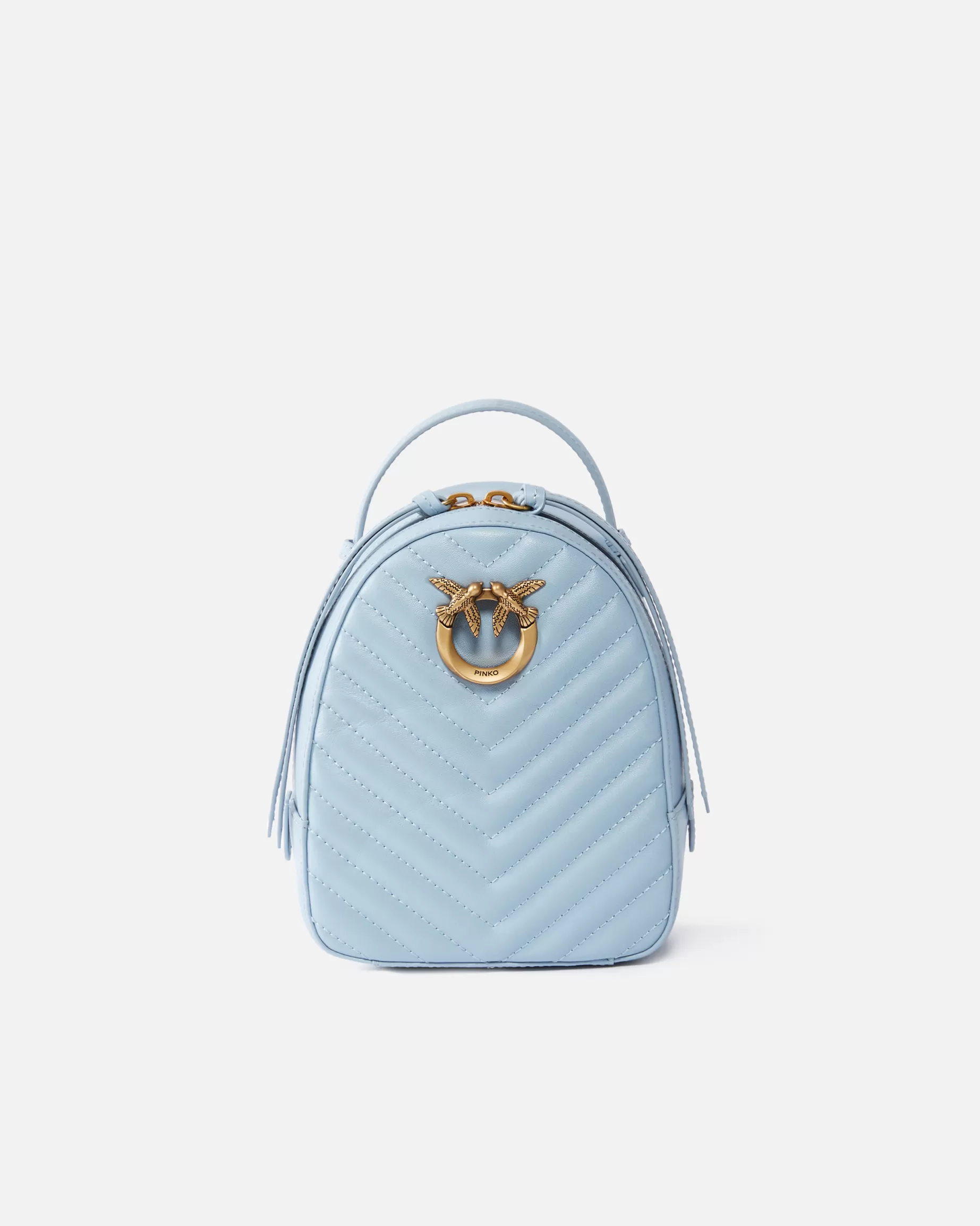 PINKO Nowości | Plecaki | Mini plecak Love Bag z pikowanej skóry LIGHTBLUE-ANTIQUEGOLD