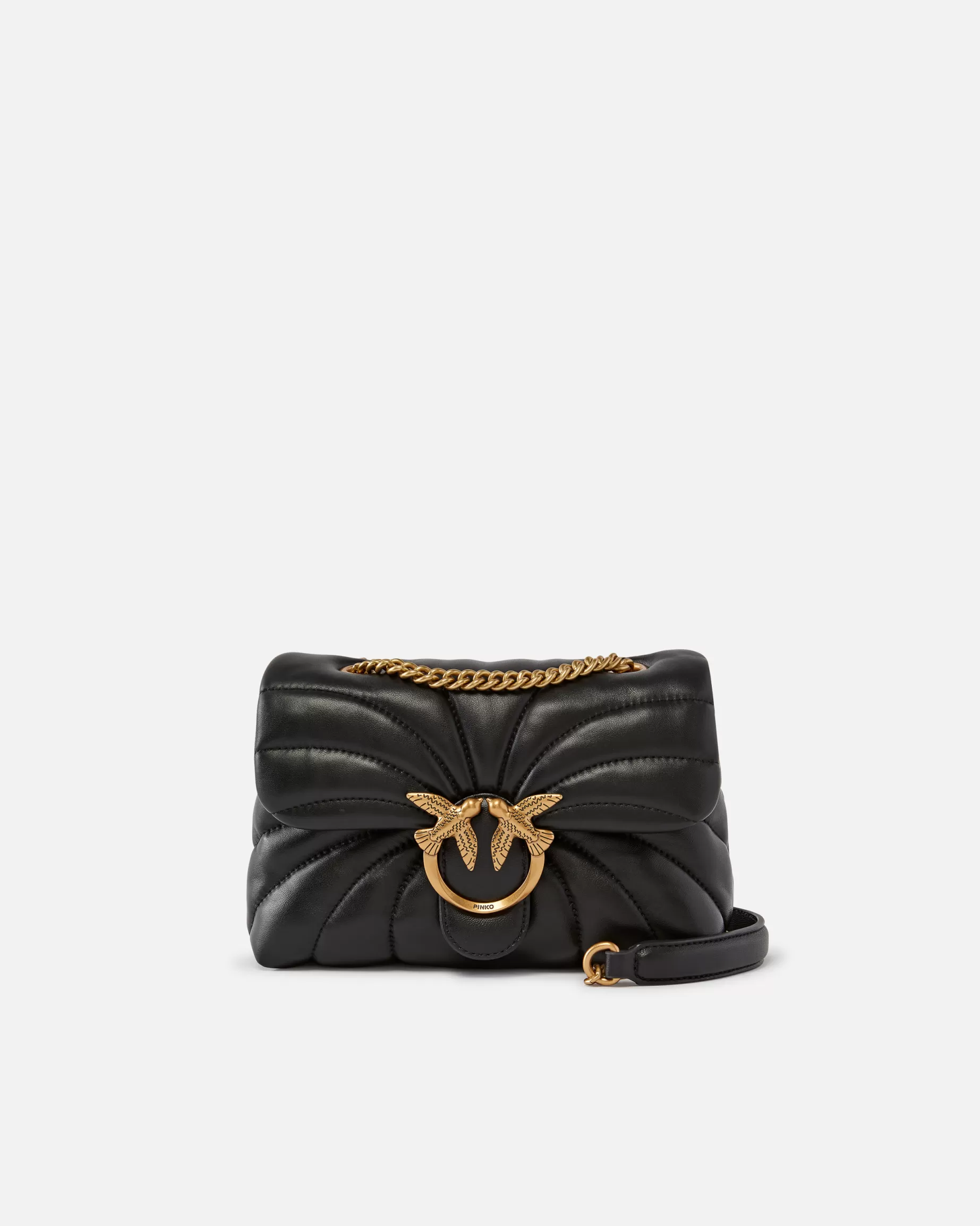 PINKO Torebki Przewieszane Przez Ramię | Mini Bags | Mini torebka na pasku Mini Love Puff Butterfly z nappy CZARNY-ANTIQUEGOLD