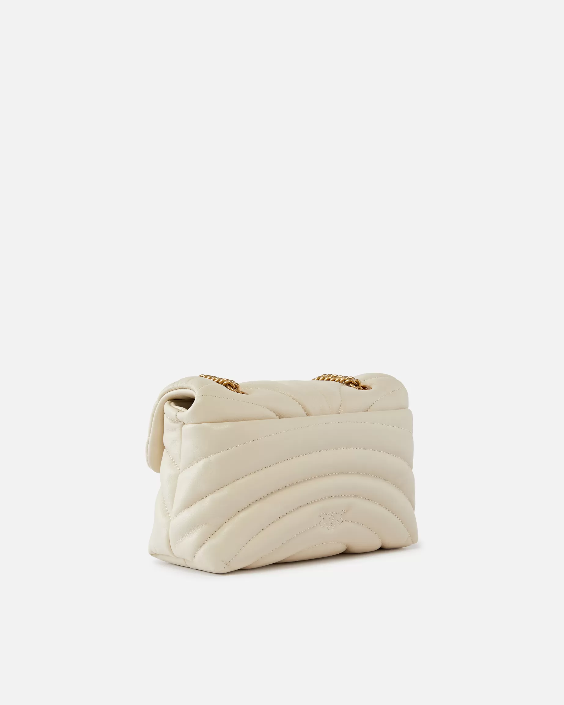 PINKO Torebki Przewieszane Przez Ramię | Mini Bags | Mini torebka na pasku Mini Love Puff Butterfly z nappy BIAŁY+BIAŁY-ANTIQUEGOLD