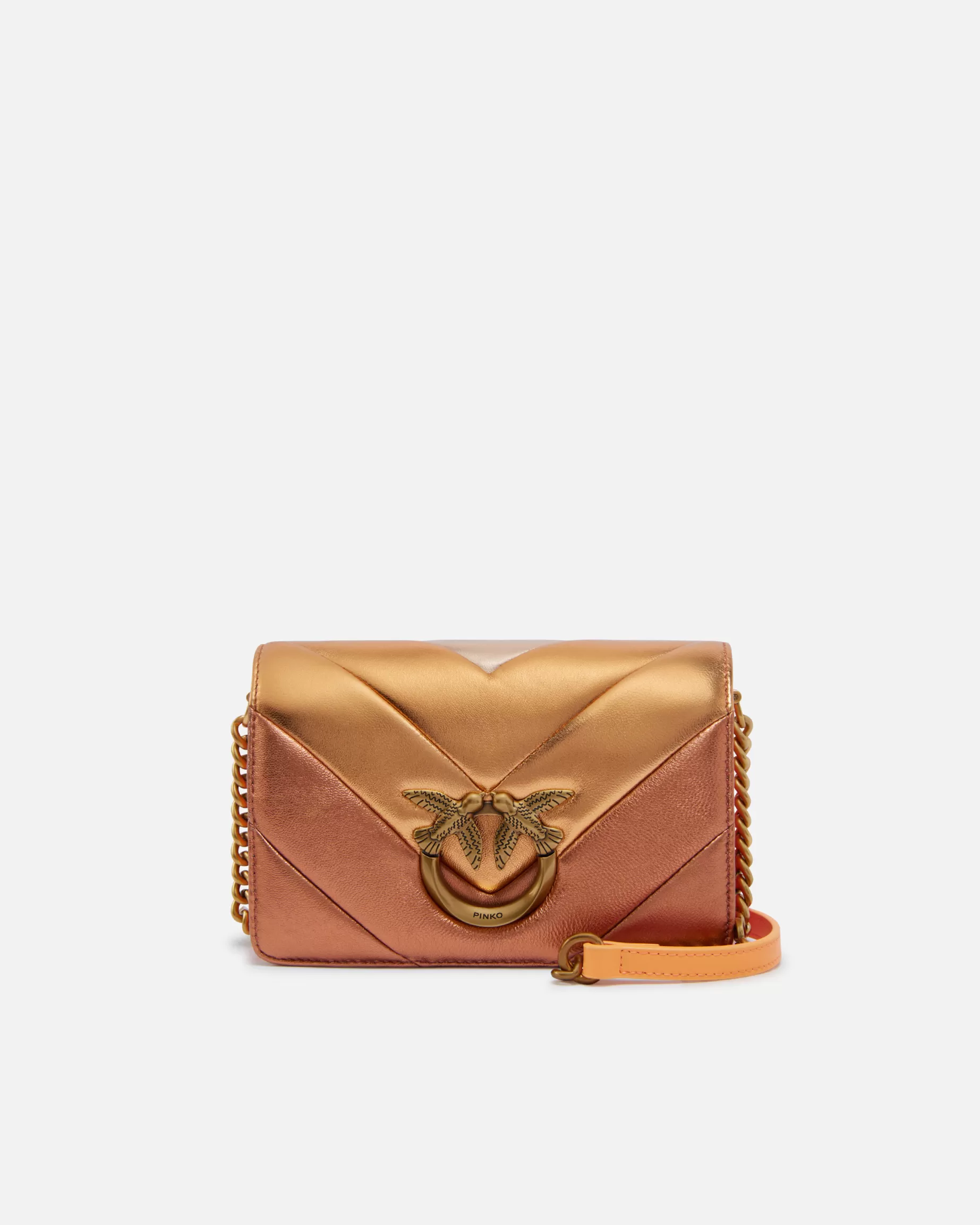 PINKO Nowości | Torebki Przewieszane Przez Ramię | Mini torebka na pasku pikowana cieniowana metaliczna Love Bag Click DYNIOWYWIELOKOL.-STAREZŁOTO