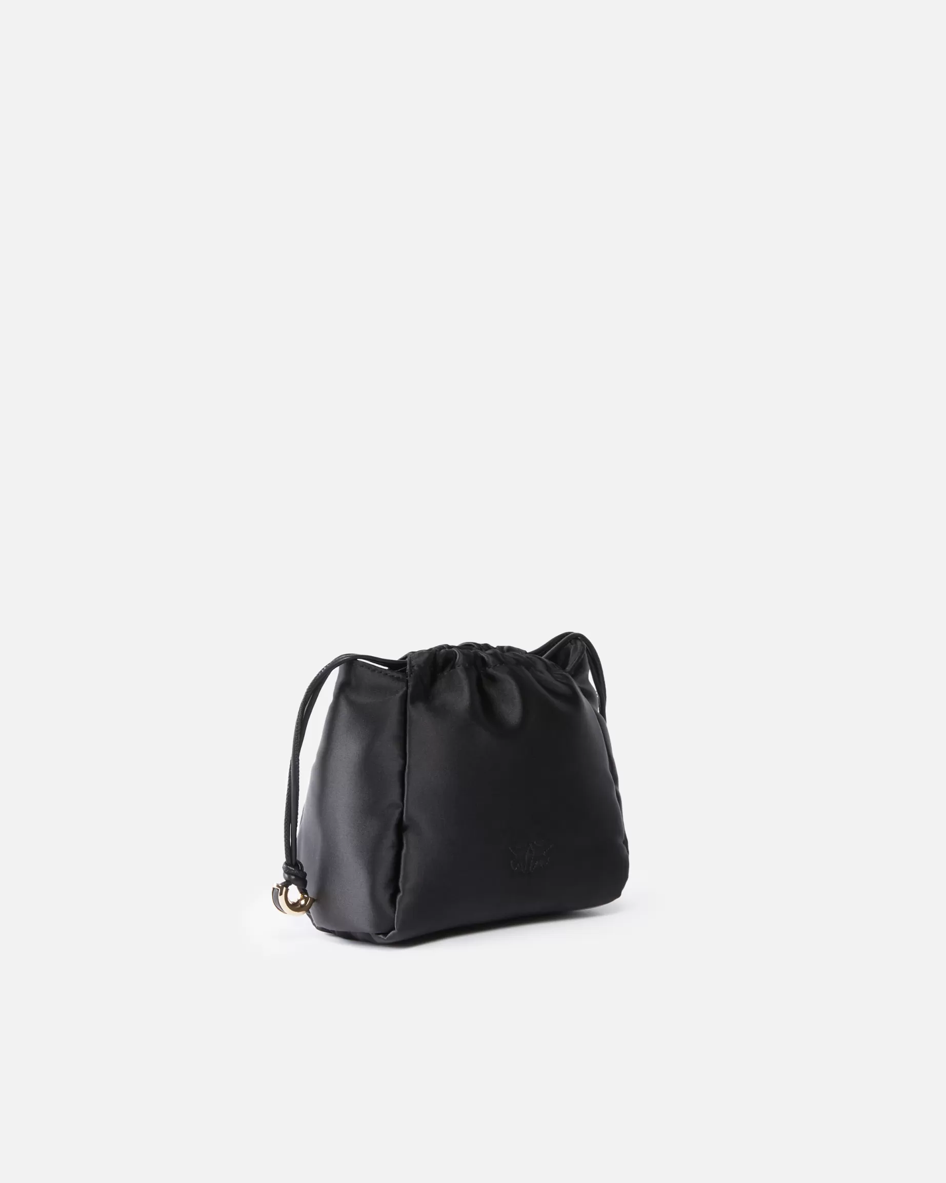 PINKO Mini Bags | Torebki Wieczorowe | Mini torebka saszetka z satyny z łańcuszkiem BLACK-GOLD