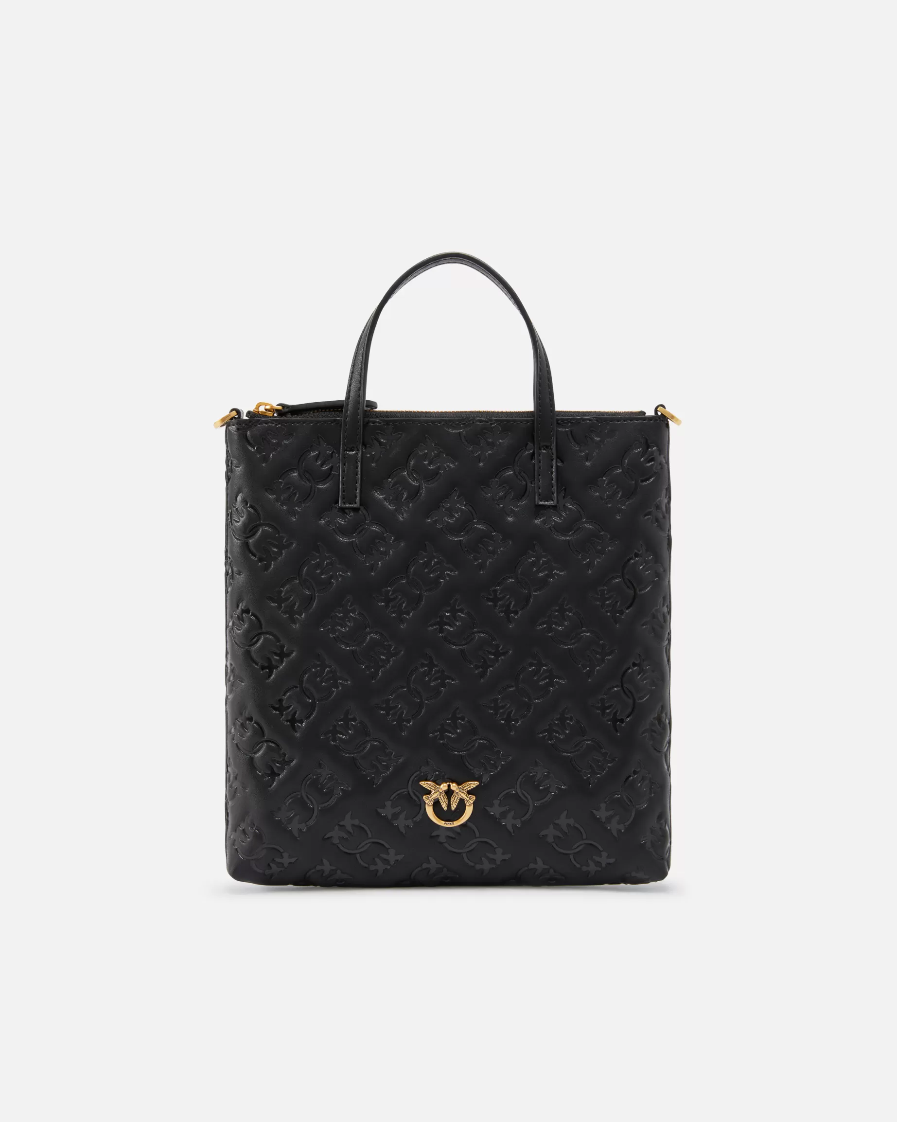 PINKO Torebki Przewieszane Przez Ramię | Mini Bags | Mini torebka shopper z logo Monogram CZARNY-ANTIQUEGOLD