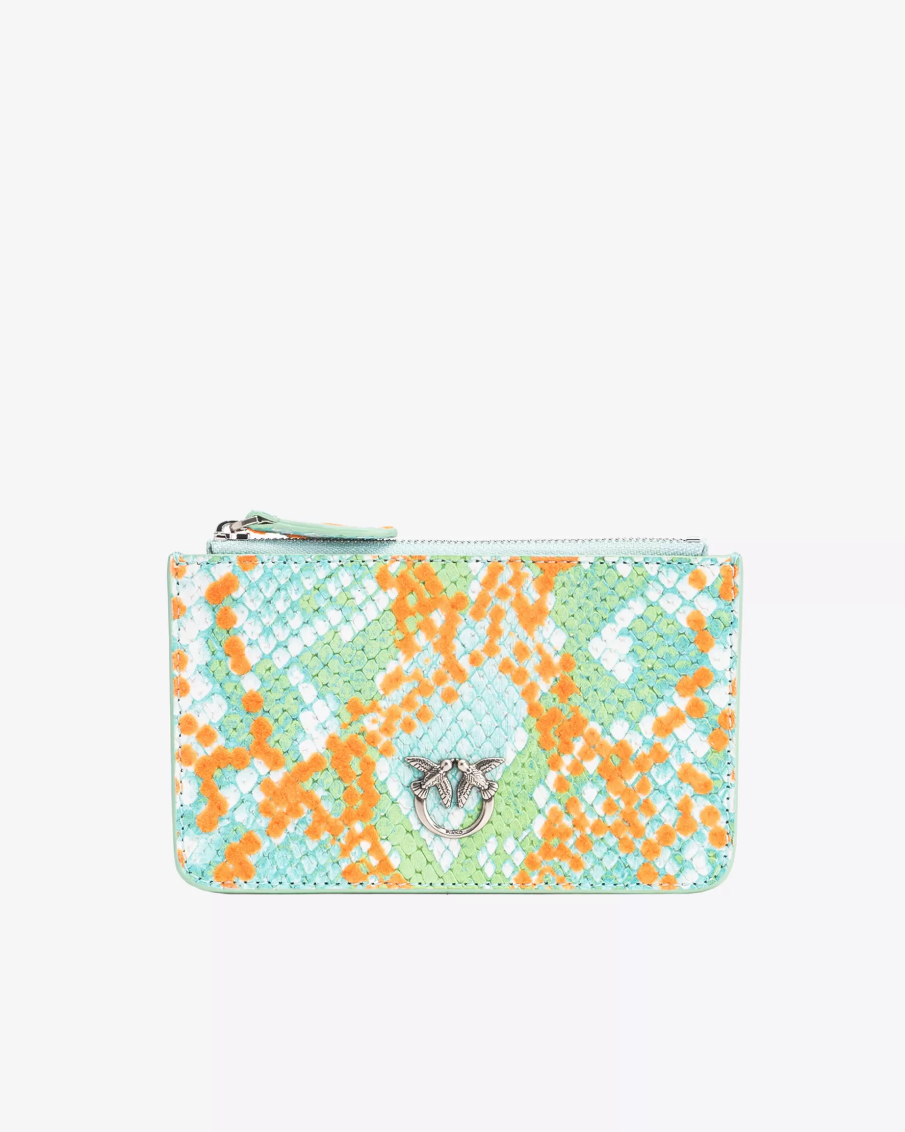 PINKO Limited Edition | Płaski woreczek pouch wąż Galleria WIEL.ZIELONY/POMARAŃCZOWY-STARESREBRO