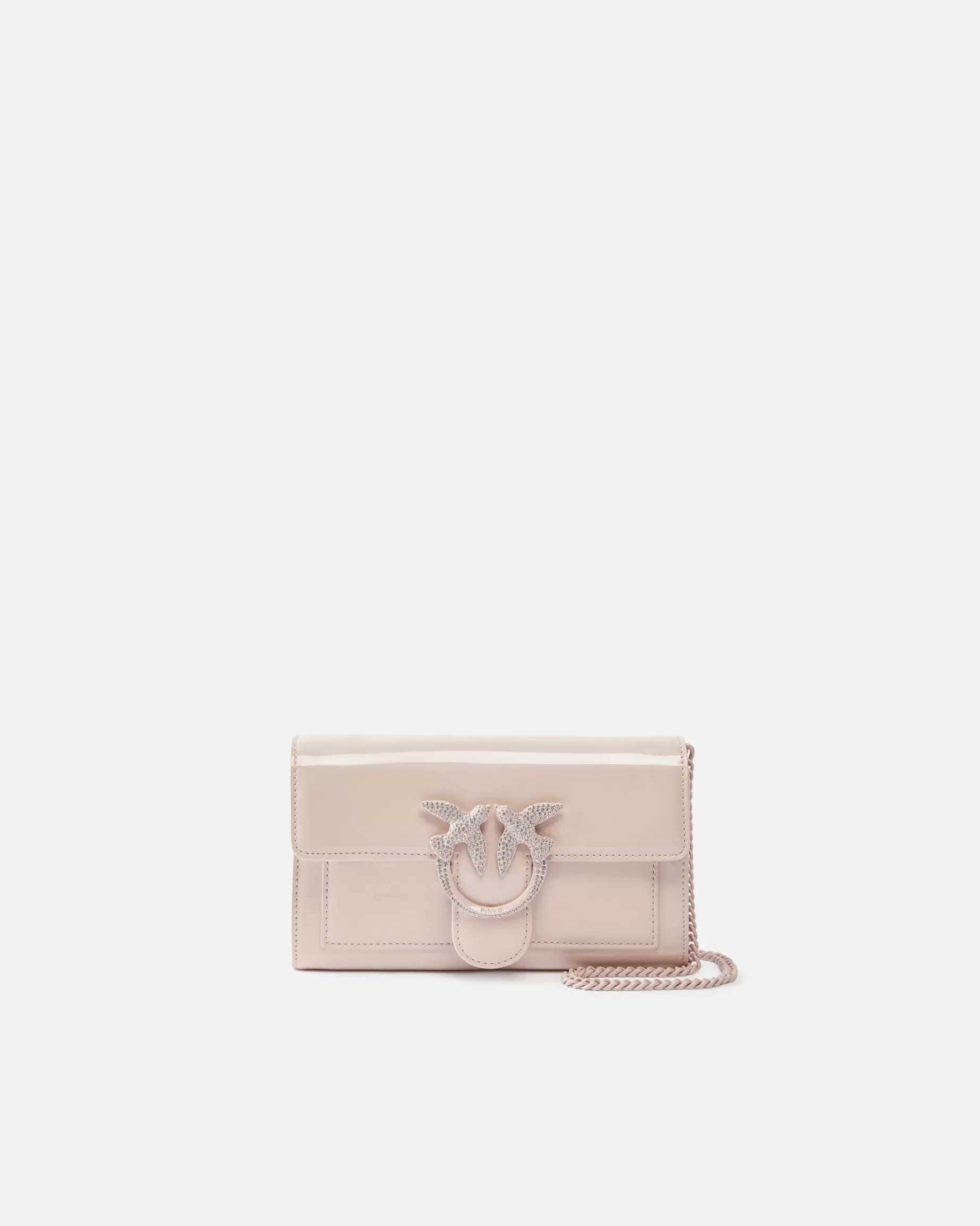 PINKO Nowości | Portfele | Patent bird buckle wallet with shoulder strap PUDROWY-BLOCKCOLOR