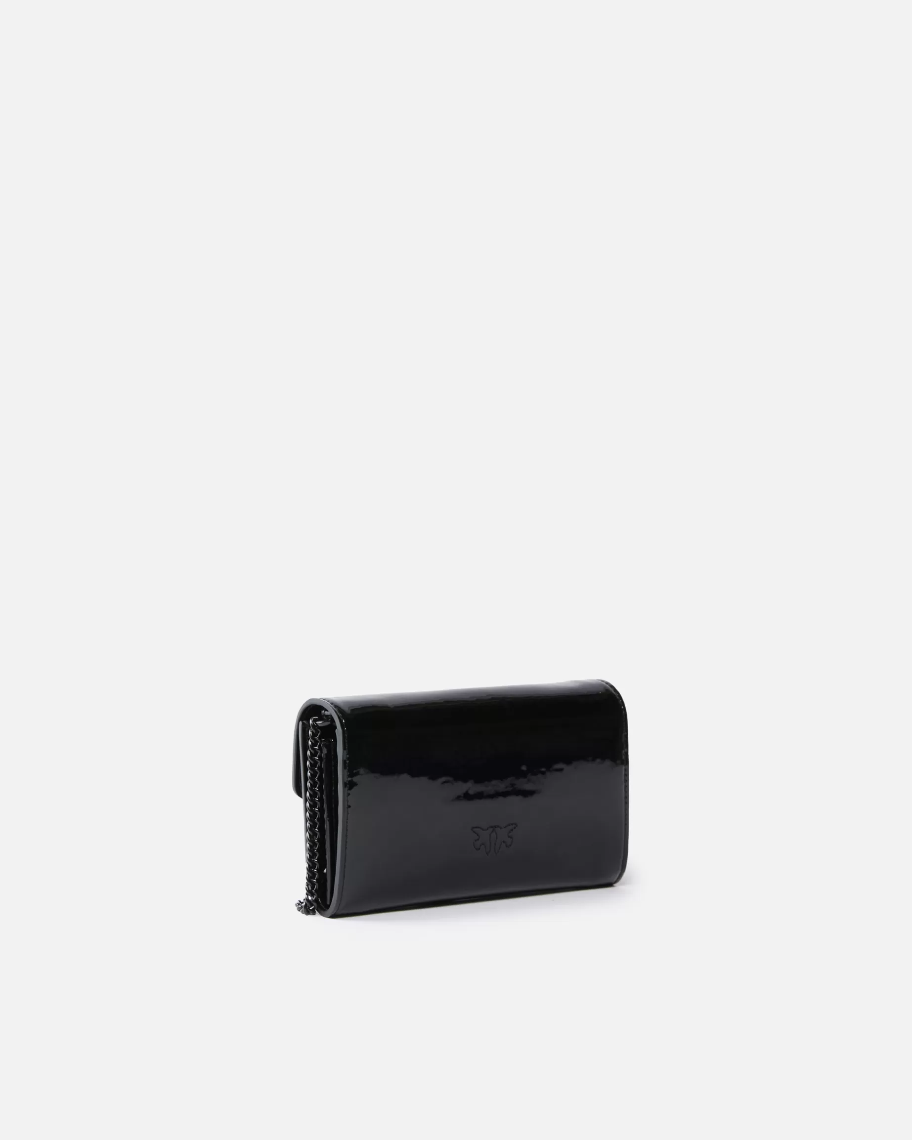 PINKO Nowości | Torebki Przewieszane Przez Ramię | Patent bird buckle wallet with shoulder strap LIMUZYNOWACZERŃBLOCKCOLOR