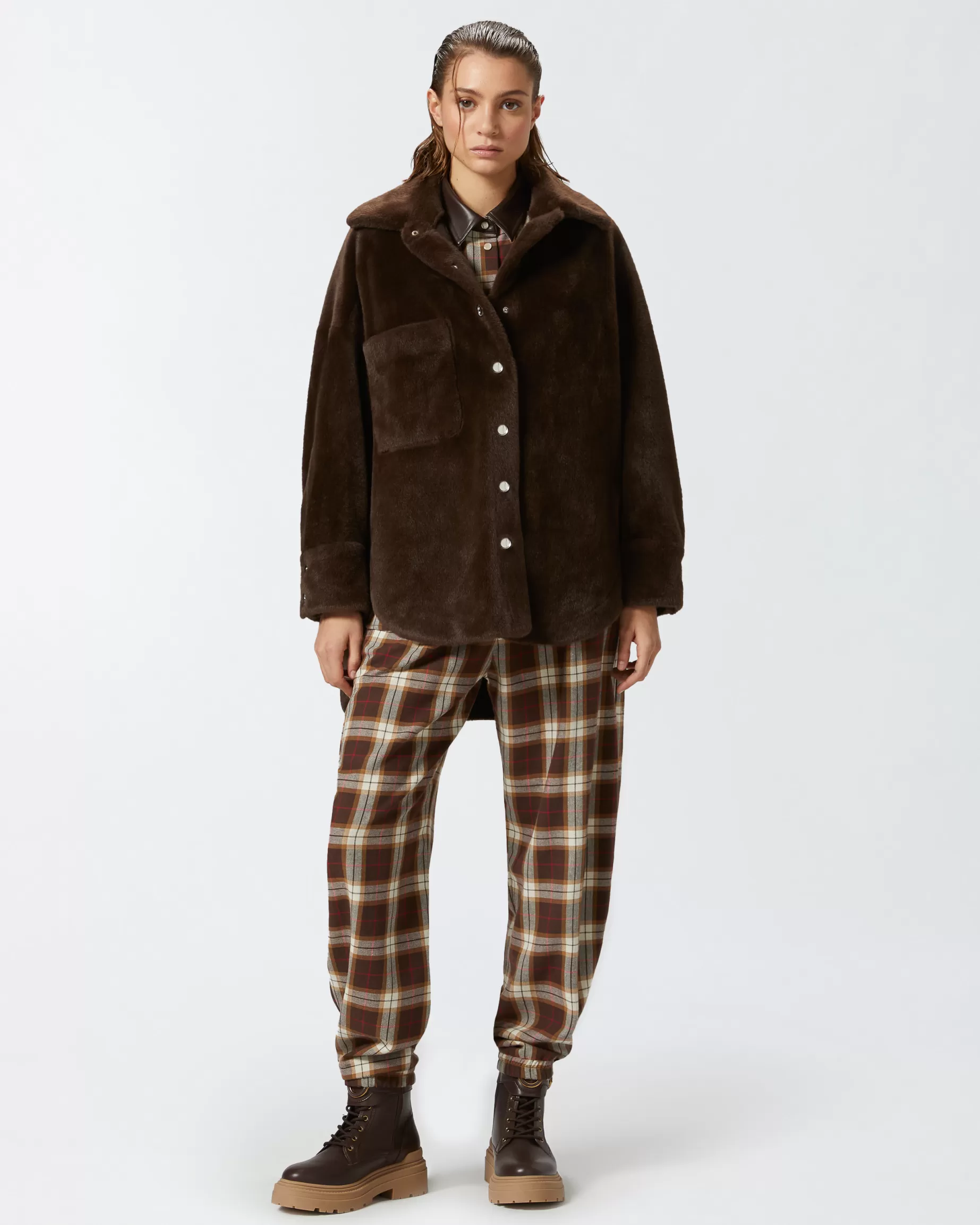 PINKO Spodnie Casual | Garsonki I Garnitury | Plaid balloon trousers WIELOKOLOROWYBRĄZOWY/CZERWONY