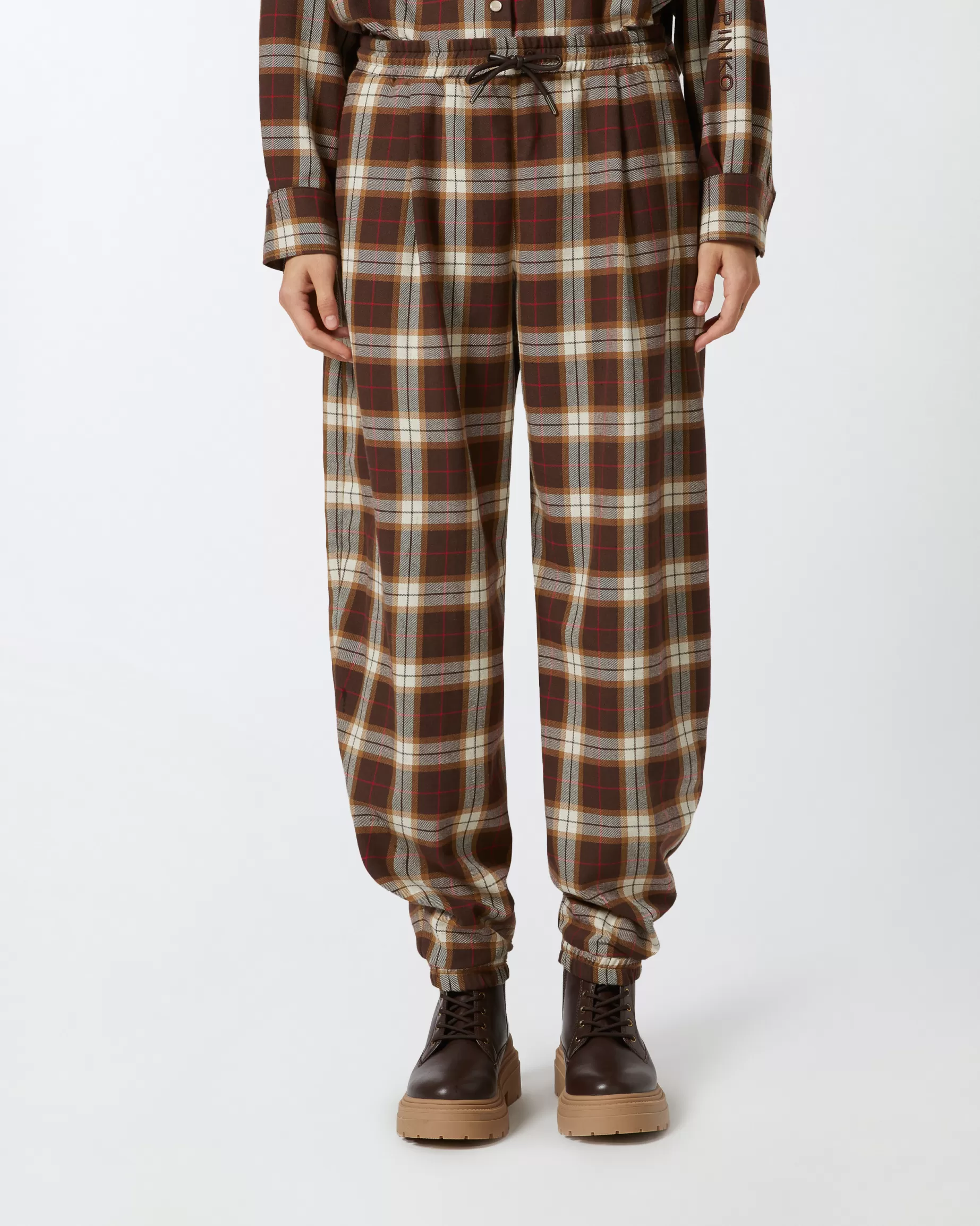 PINKO Spodnie Casual | Garsonki I Garnitury | Plaid balloon trousers WIELOKOLOROWYBRĄZOWY/CZERWONY