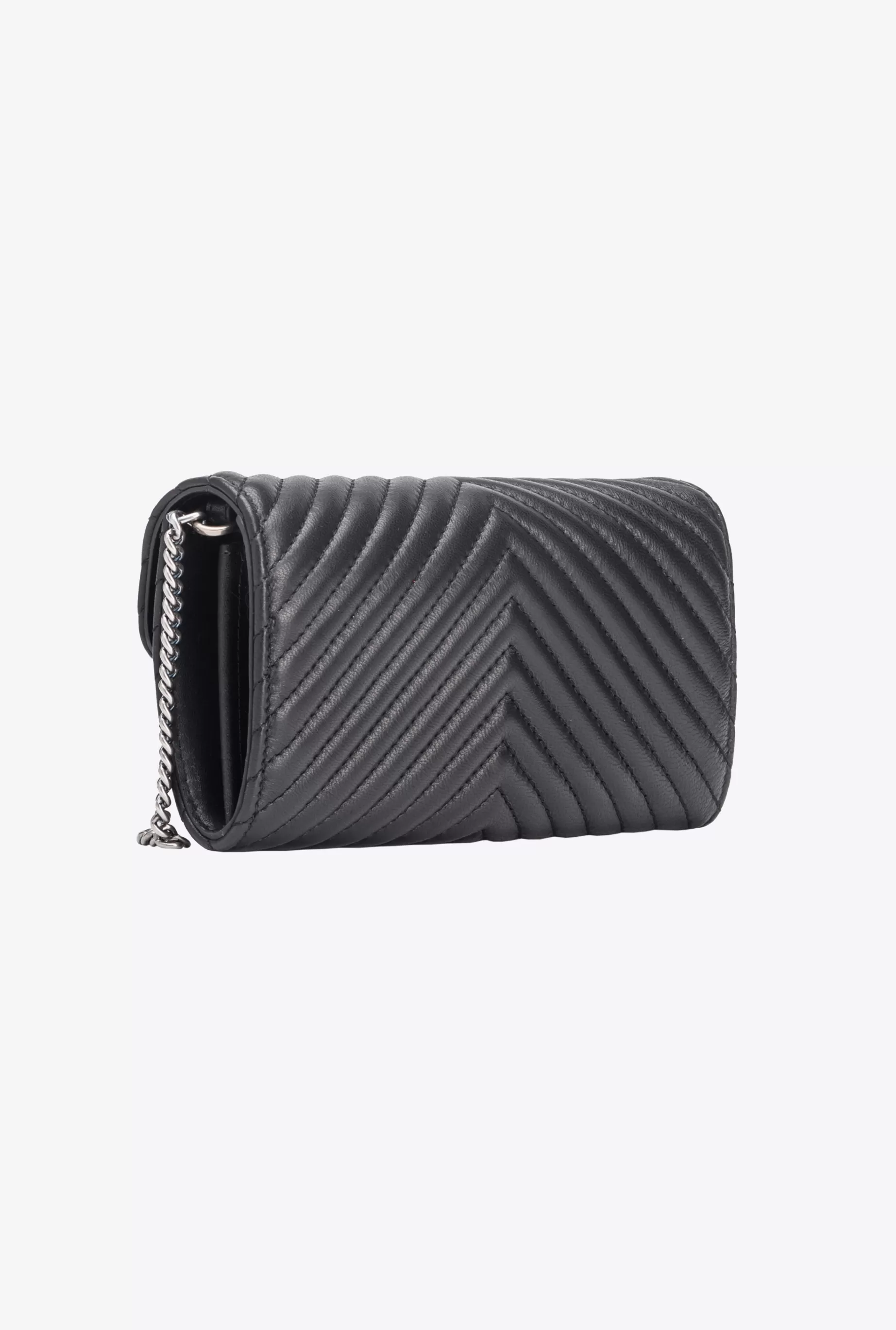 PINKO Portfele | Portfel Love Bag One Wallet Chevron CZARNY-OLDSILVER