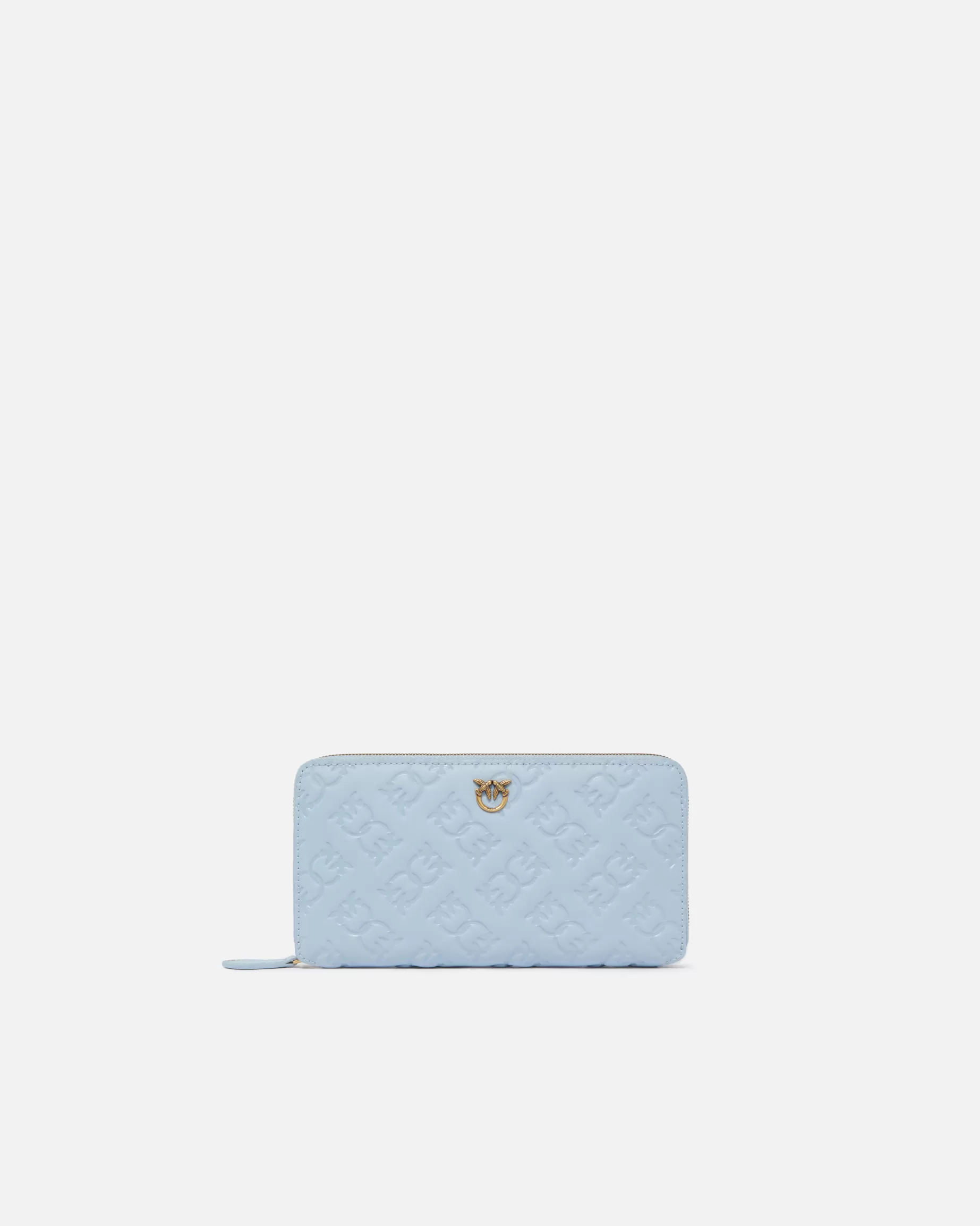 PINKO Portfele | Prostokątny portfel ze skóry Monogram LIGHTBLUE-ANTIQUEGOLD