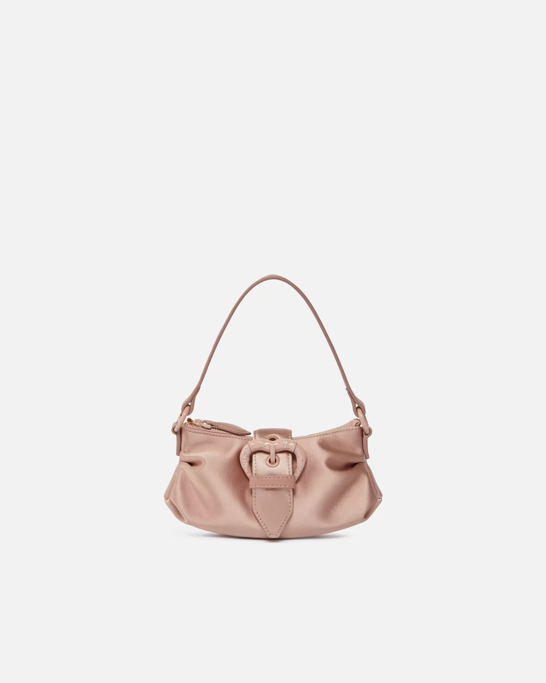 PINKO Mini Bags | Torebki Do Ręki | Satynowa kopertówka do ręki z klamrą w kształcie serca PUDROWY-BLOCKCOLOR