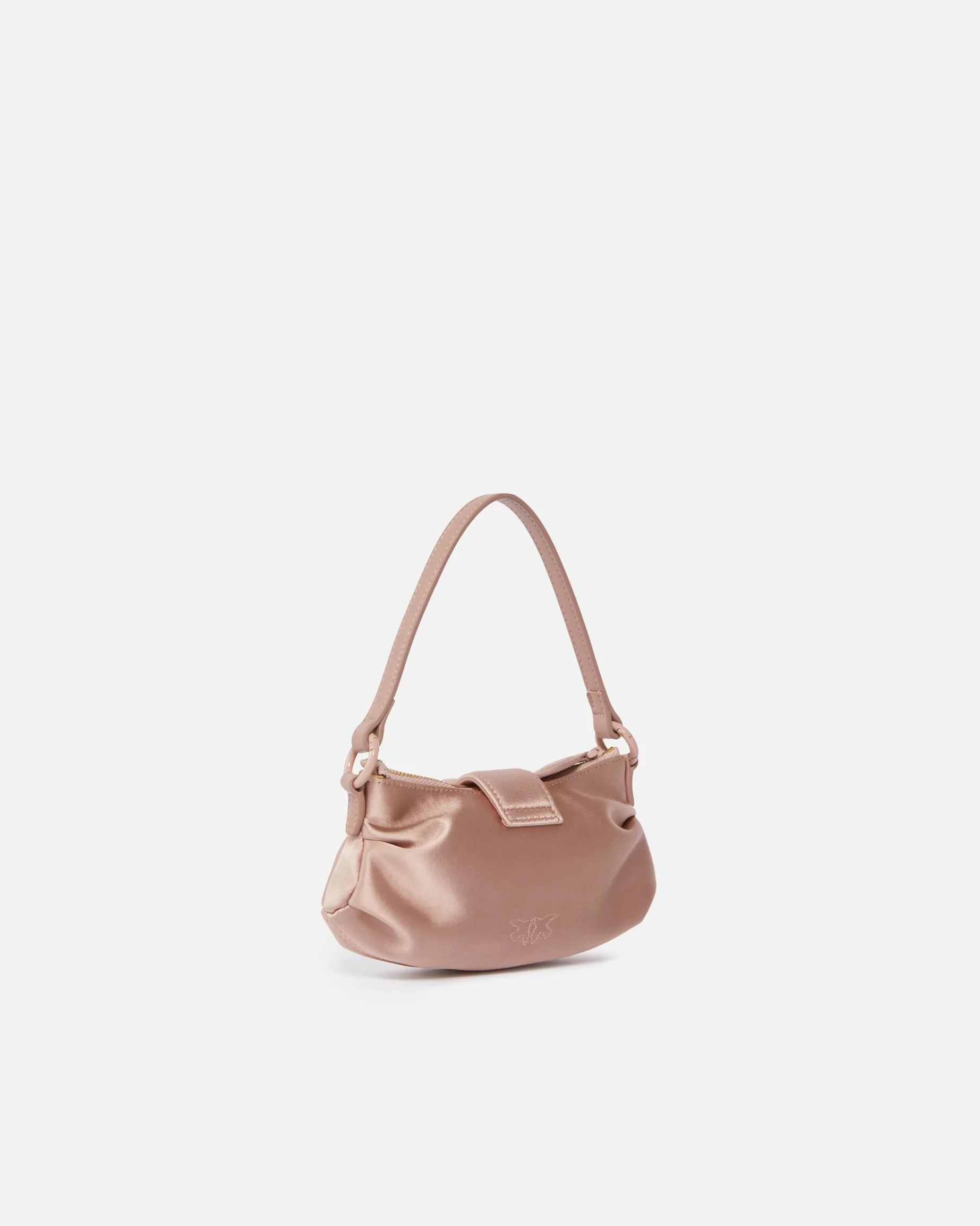 PINKO Mini Bags | Torebki Do Ręki | Satynowa kopertówka do ręki z klamrą w kształcie serca PUDROWY-BLOCKCOLOR