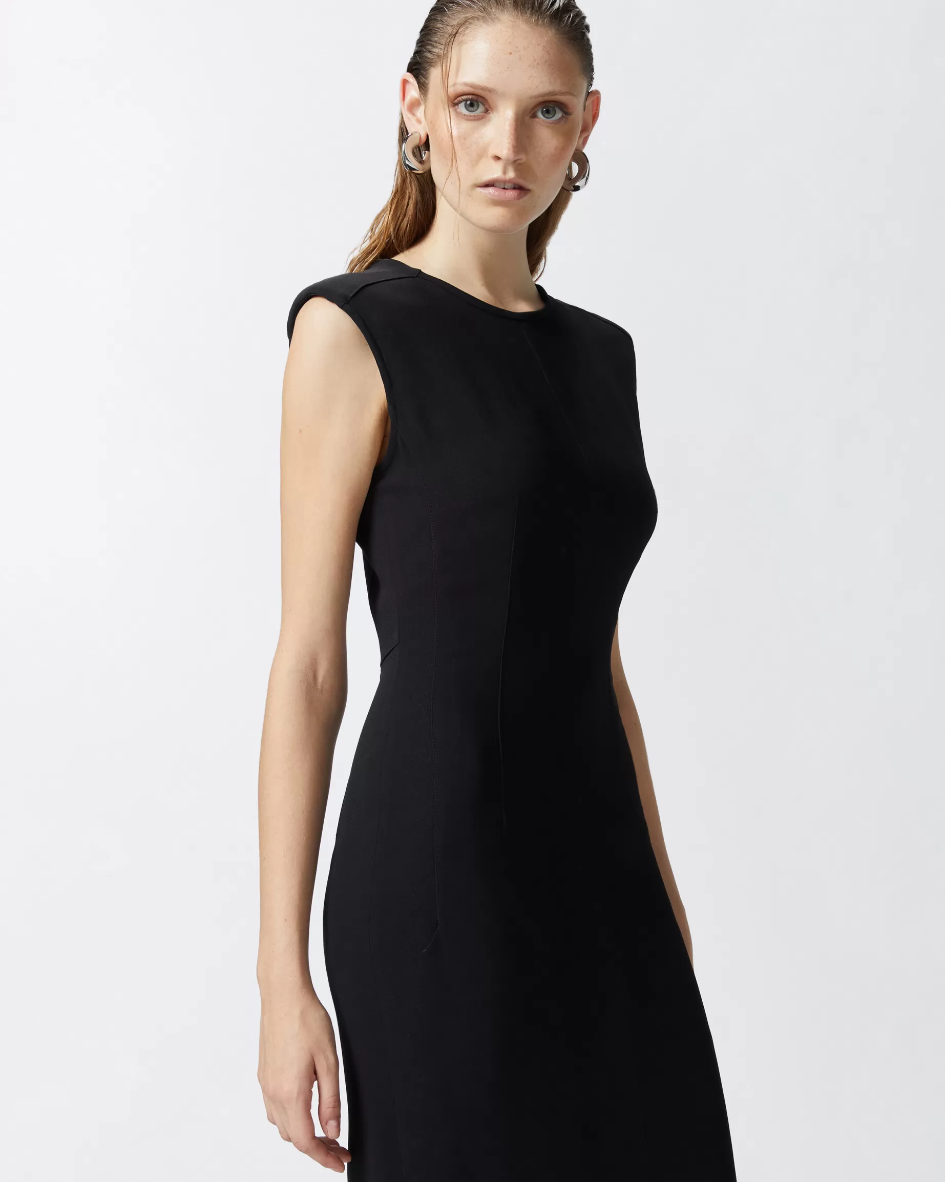 PINKO Sukienki Średniej Długości | Sleeveless longuette dress in technical cady LIMUZYNOWACZERŃ