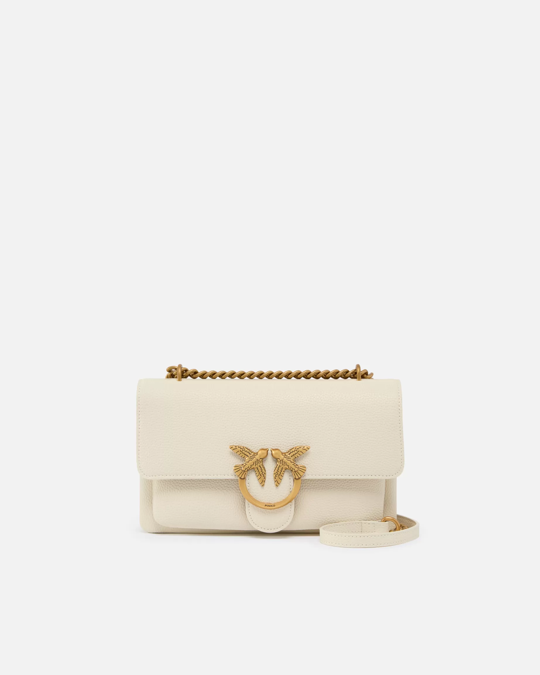 PINKO Nowości | Torebki Przewieszane Przez Ramię | Small crossbody Love Bag in soft leather BIAŁY+BIAŁY-ANTIQUEGOLD