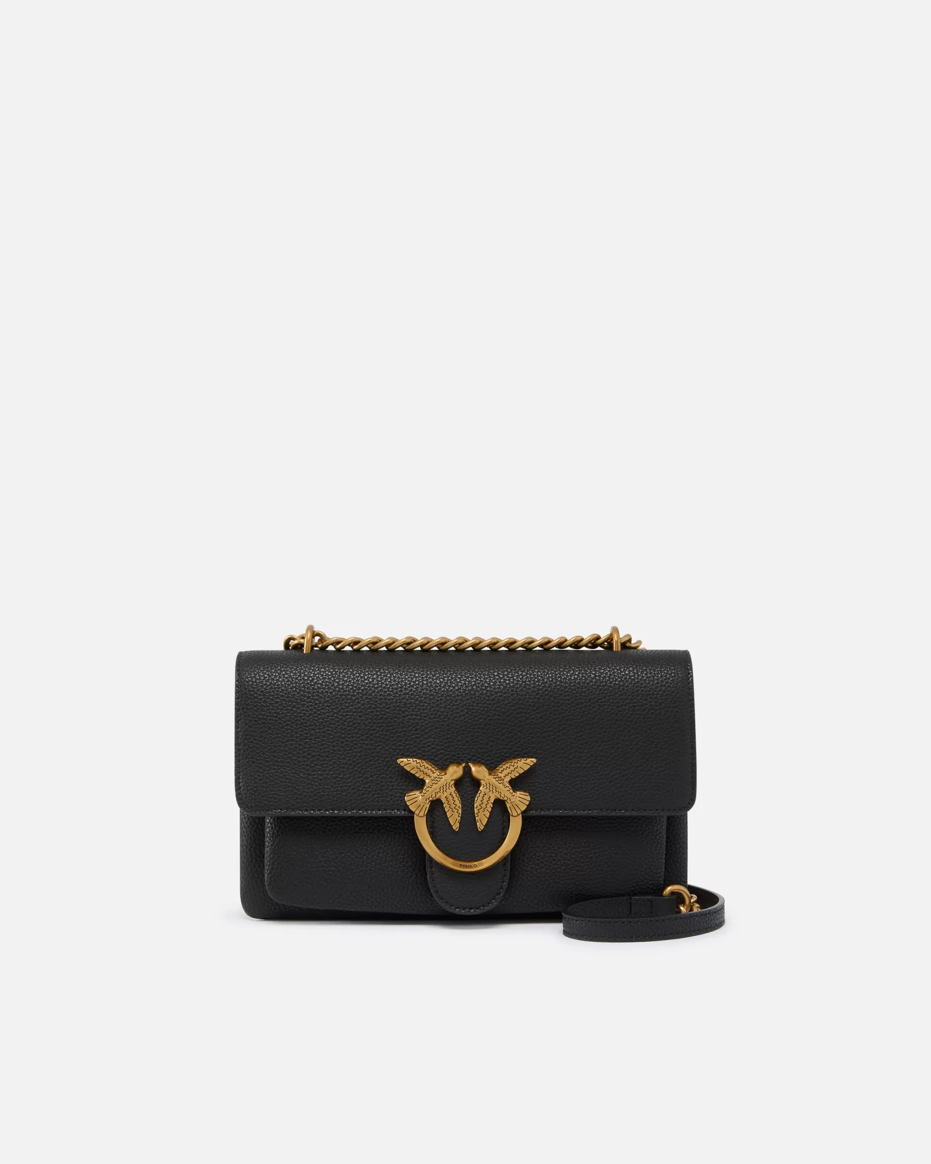 PINKO Nowości | Torebki Przewieszane Przez Ramię | Small crossbody Love Bag in soft leather CZARNY-ANTIQUEGOLD