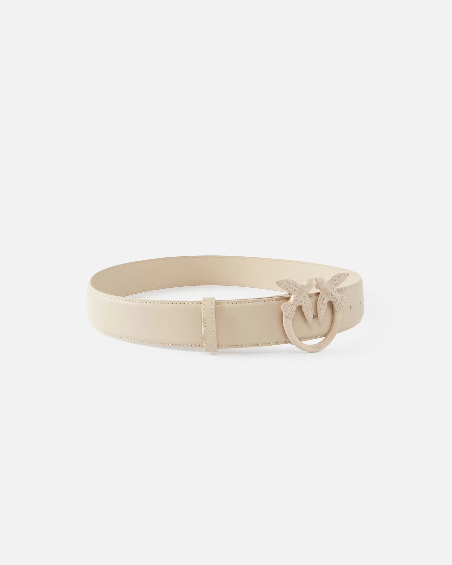 PINKO Paski | Szeroki pasek Love Birds color block 4cm BEŻOWY-DYMNYSZARYBLOCKCOLOR